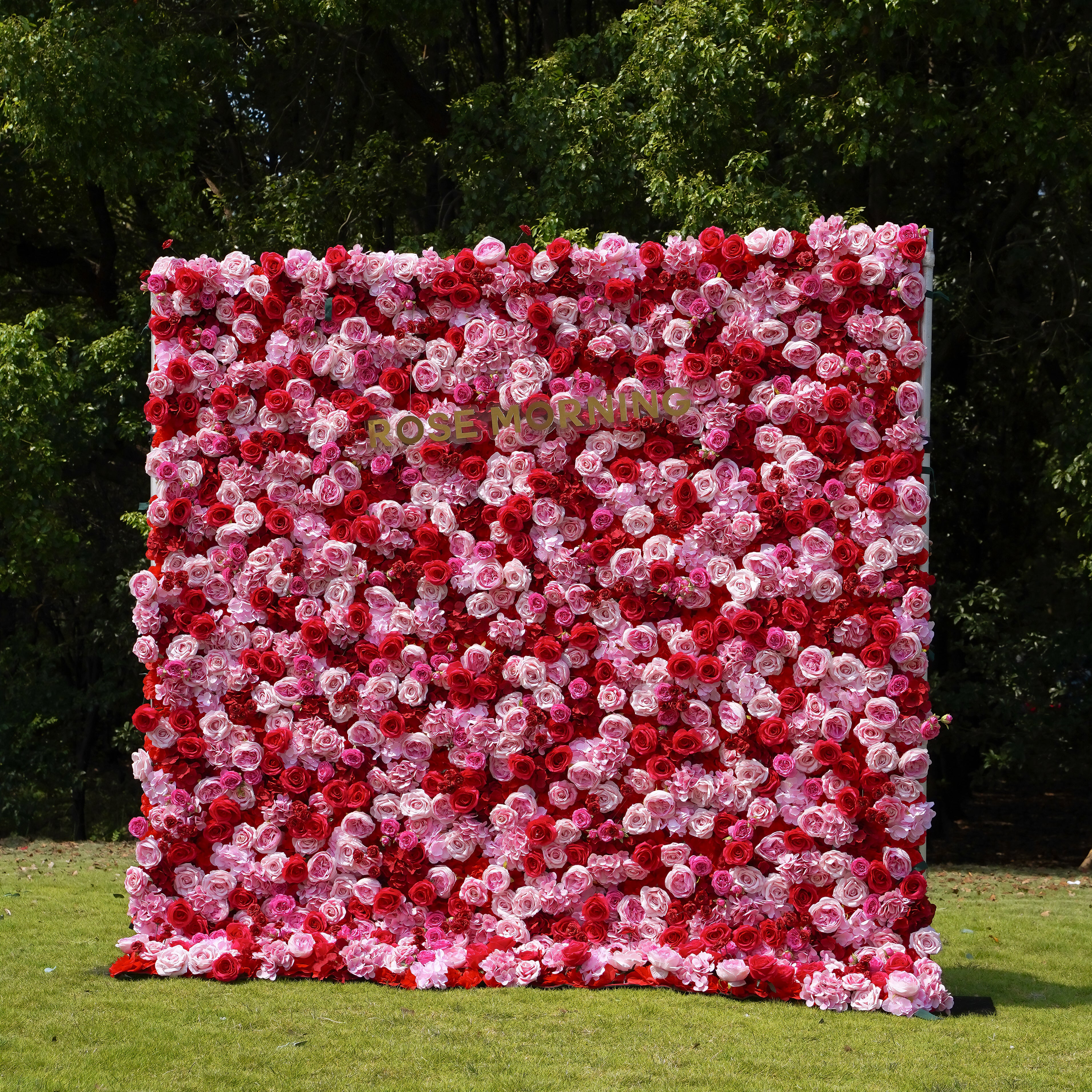 Peyton: 3D Fabric Artificial Flower Wall Rolling Up Curtain Flower Wall 8ft*8ft -R038 Rose Morning