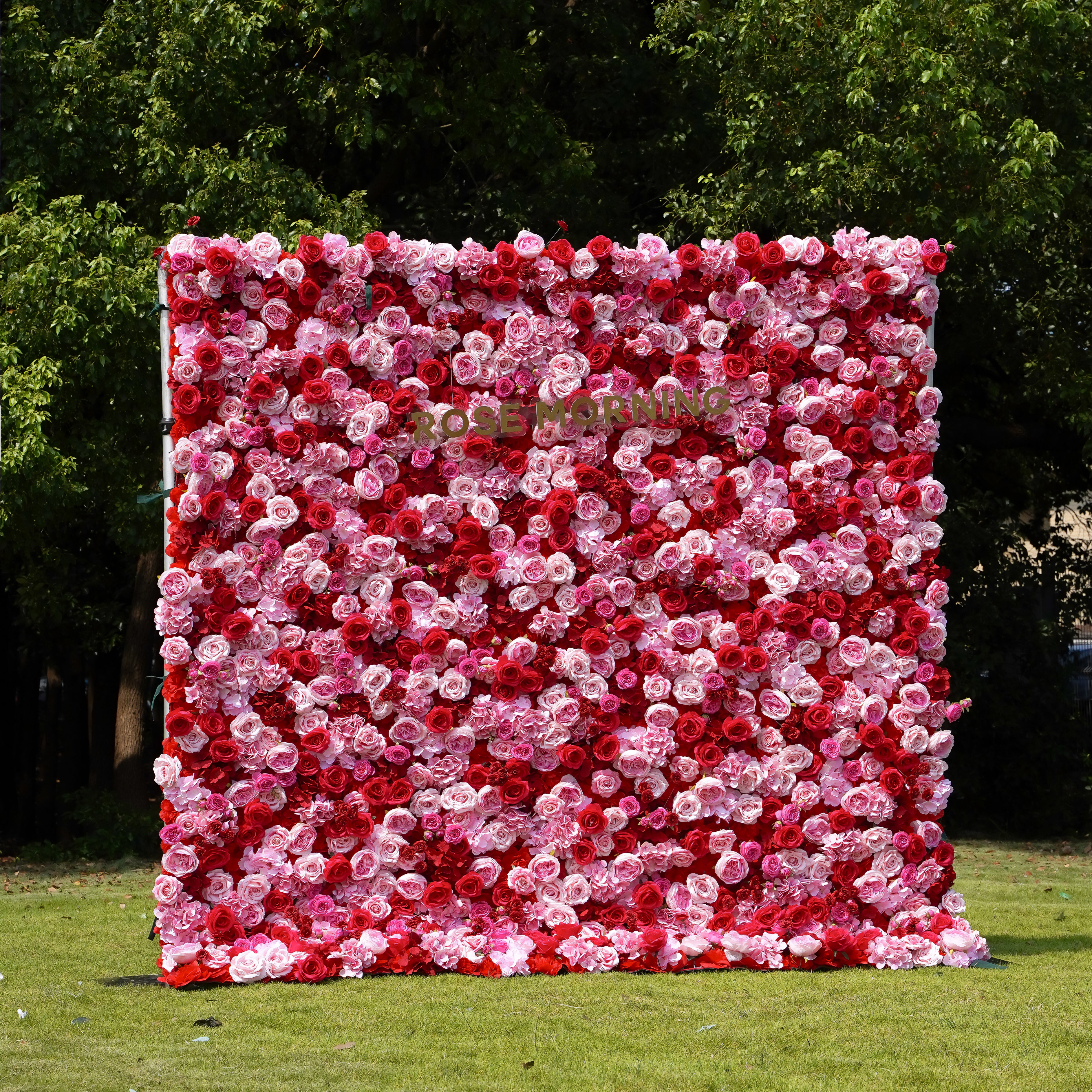 Peyton: 3D Fabric Artificial Flower Wall Rolling Up Curtain Flower Wall 8ft*8ft -R038 Rose Morning