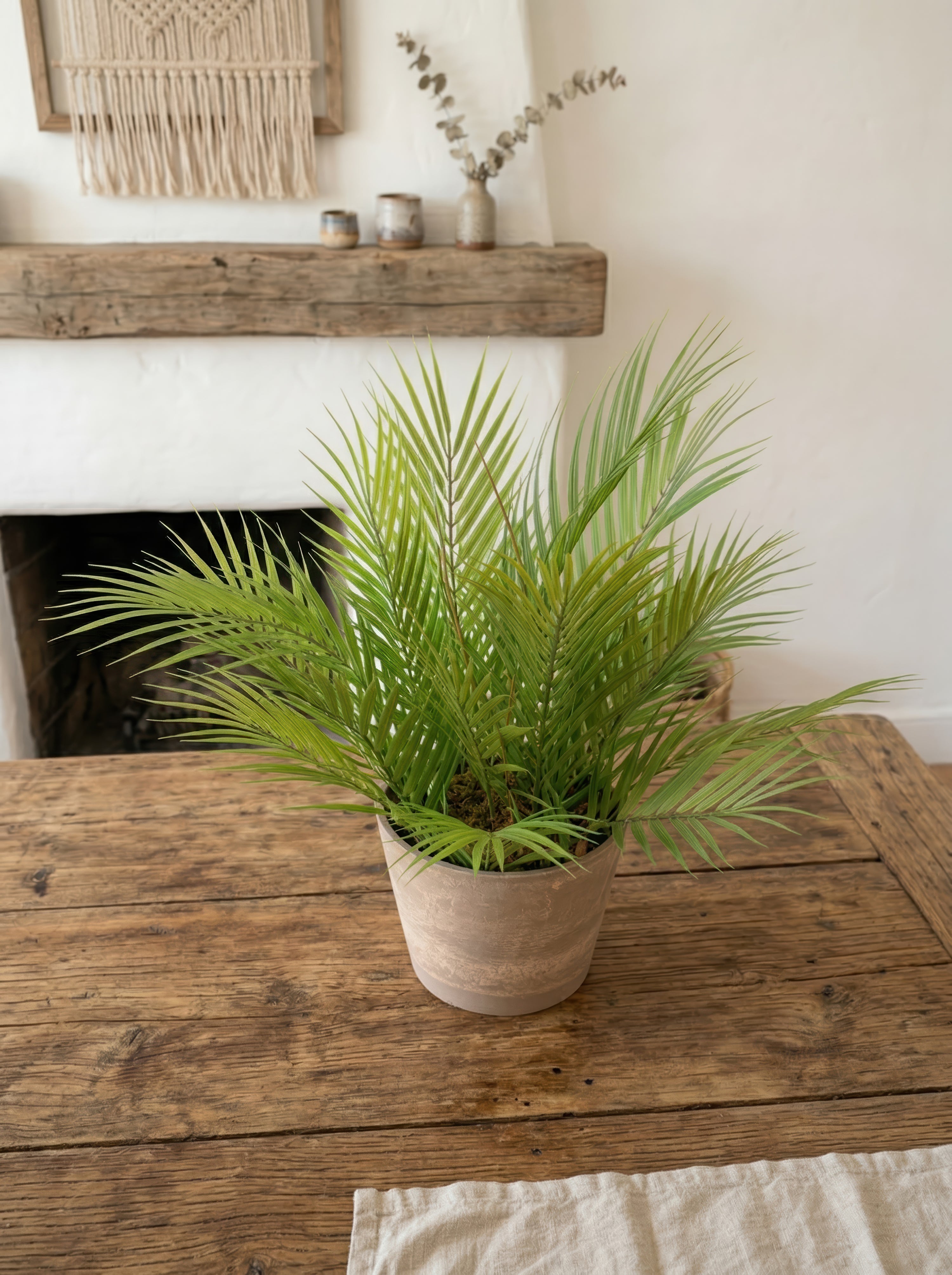 21.6" Artificial Areca Palm Plant -Potted Greenery for Modern Boho Home Decor