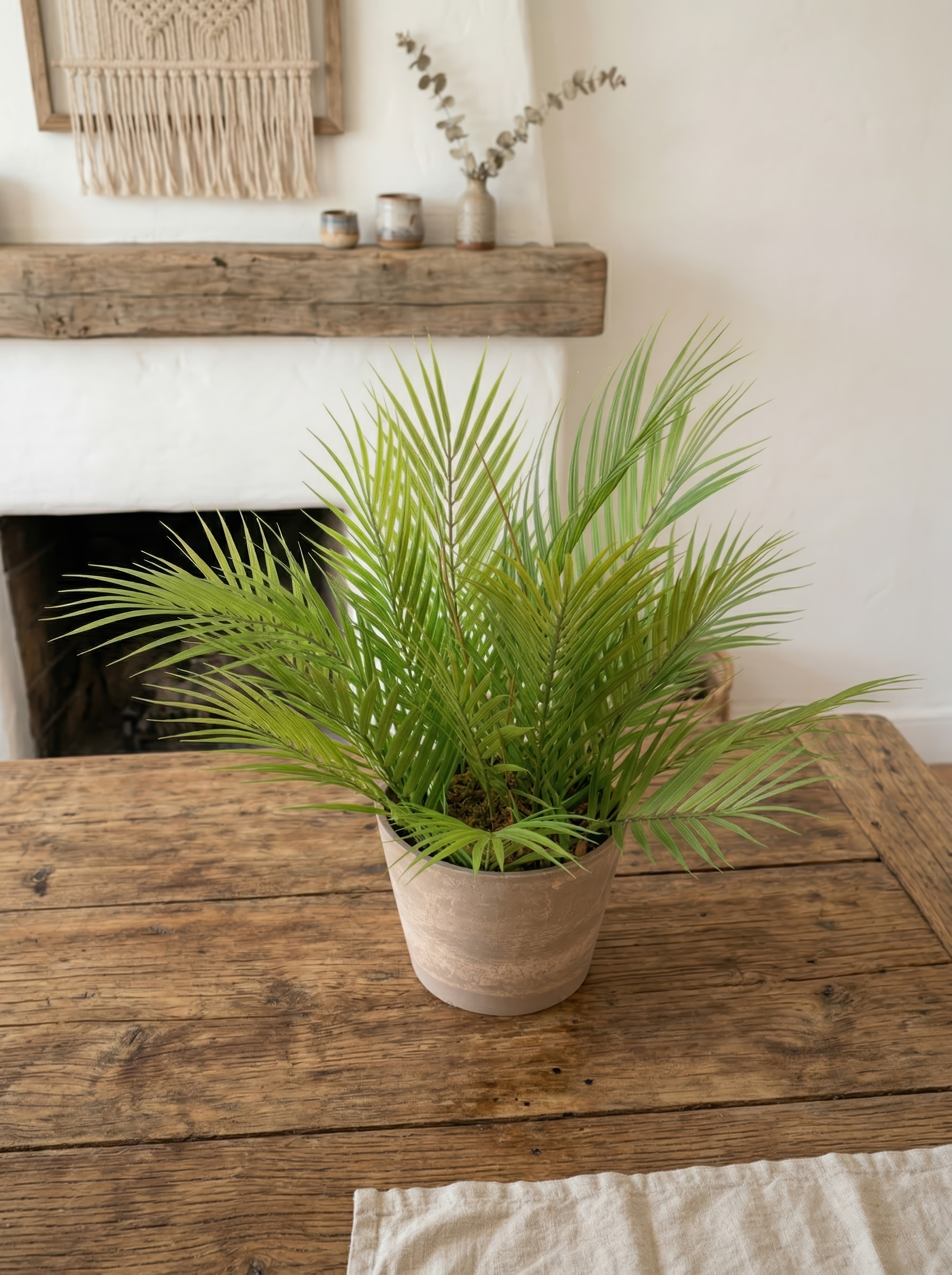 21.6" Artificial Areca Palm Plant -Potted Greenery for Modern Boho Home Decor