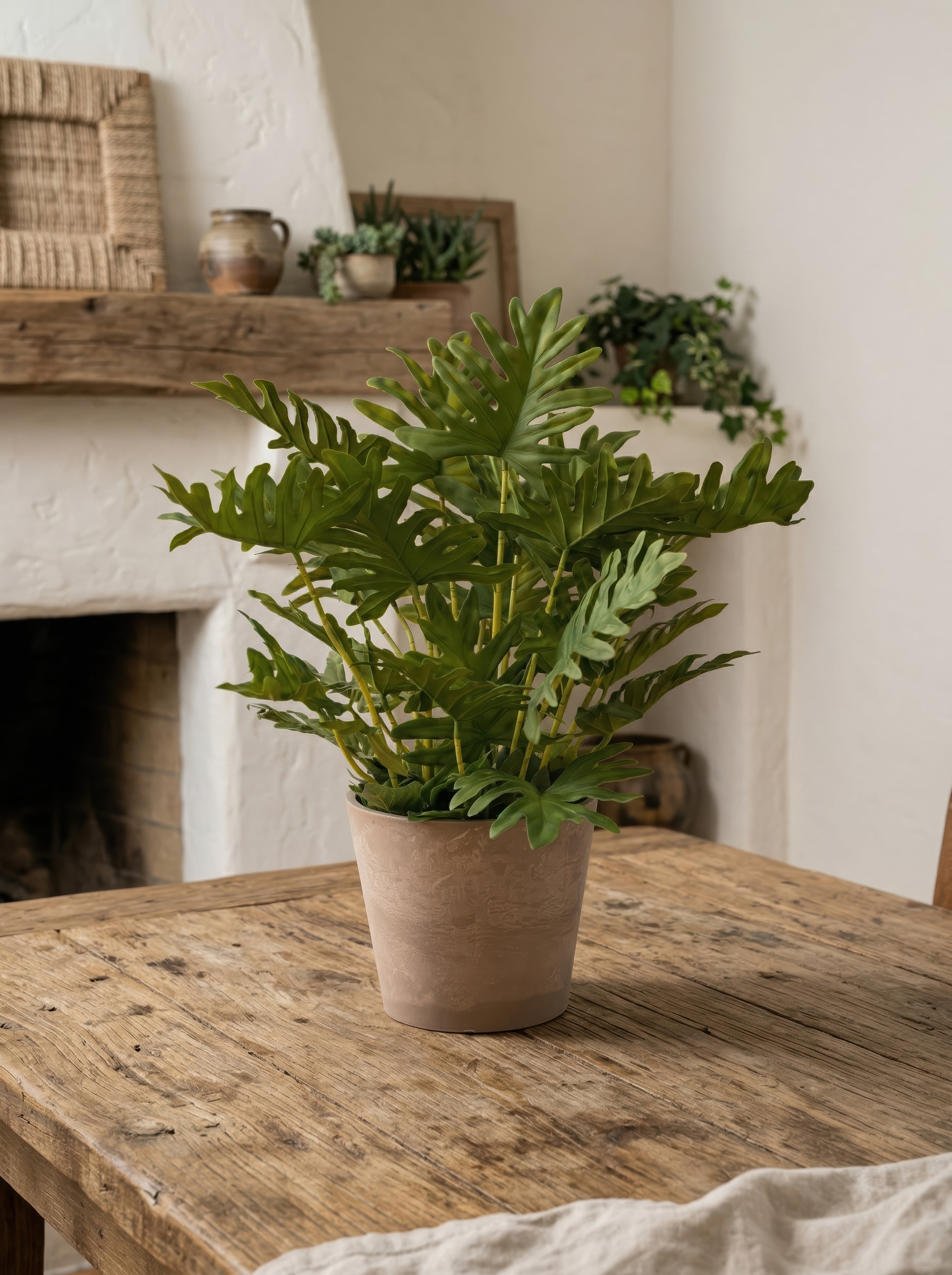 Highly Realistic 21.6" Faux Plant in Pot - Large Artificial Tropical Split Leaf Potted Plant for Home & Office Decor