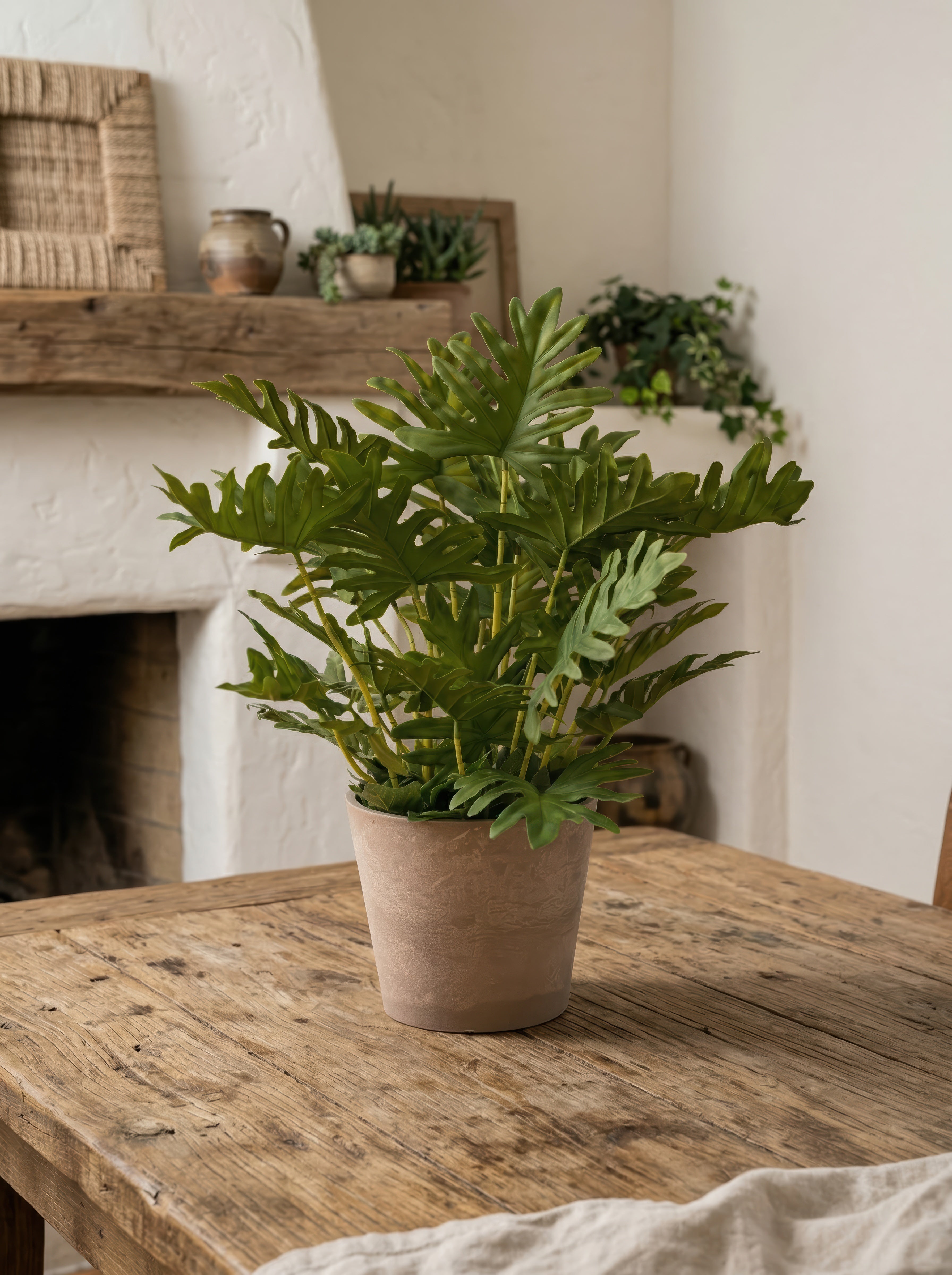 Highly Realistic 21.6" Faux Plant in Pot - Large Artificial Tropical Split Leaf Potted Plant for Home & Office Decor