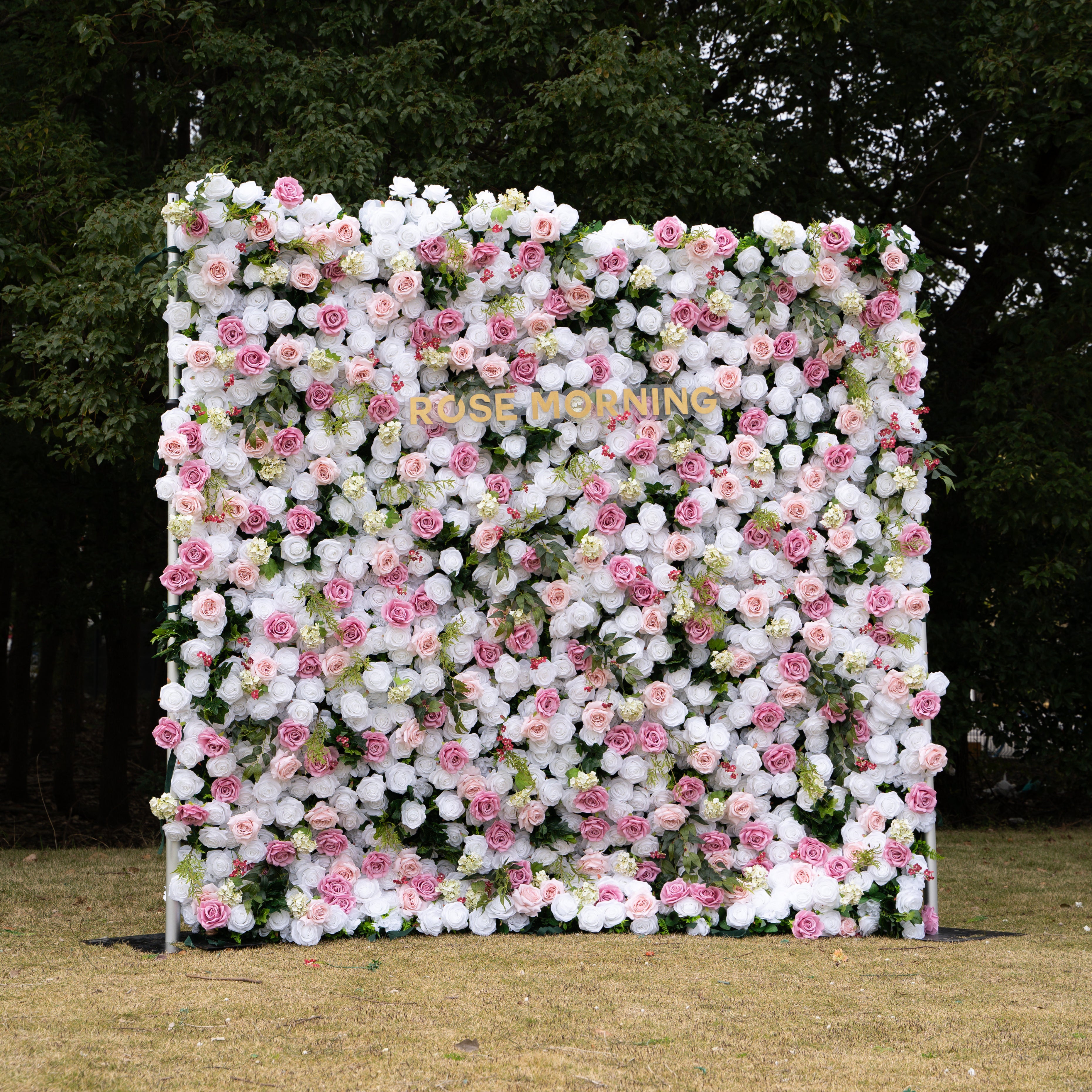 Queena:4D Fabric Artificial zip up curtain flower wall 8ft*8ft