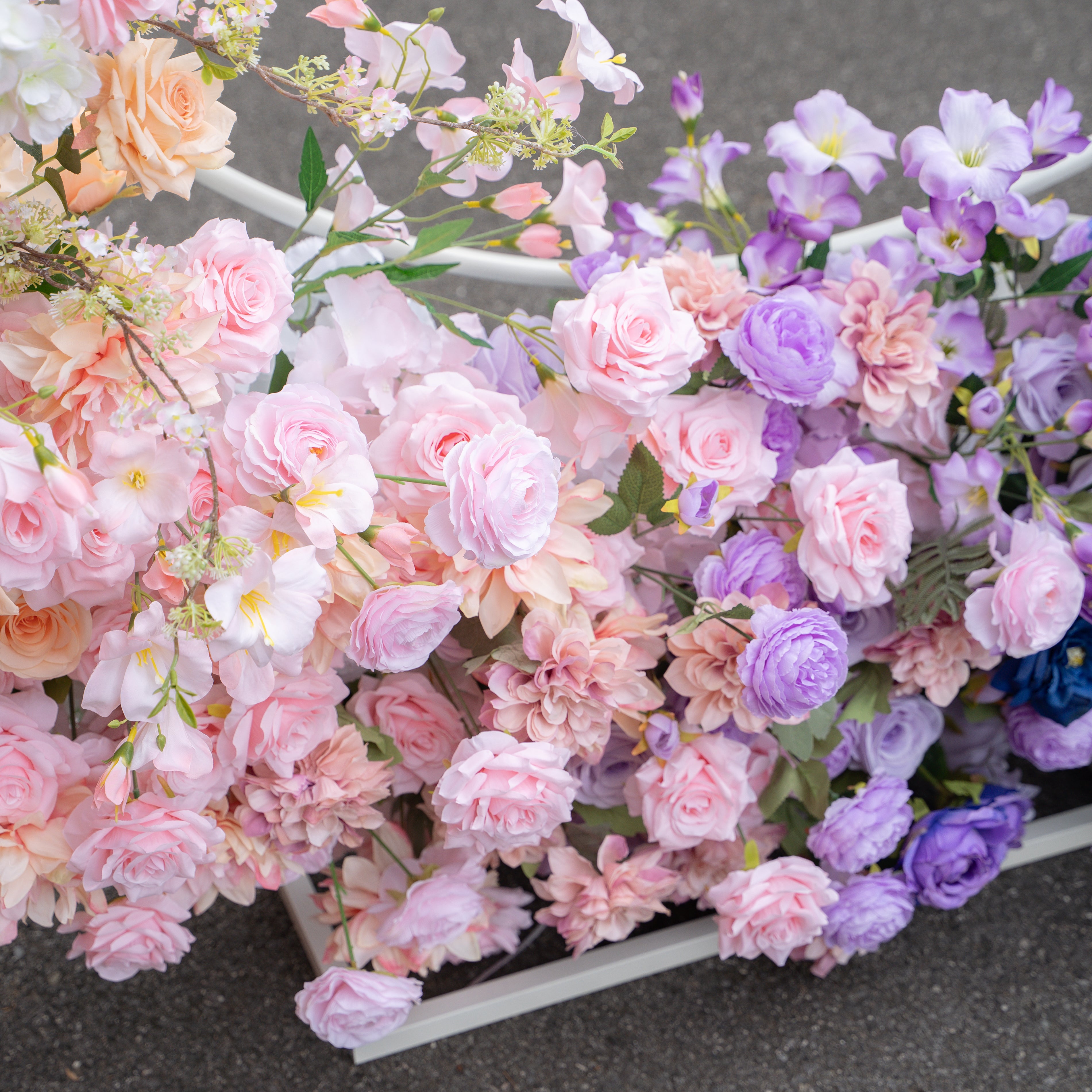 New Arrival: Rainbow Wedding Party Background Floral Arch Decoration