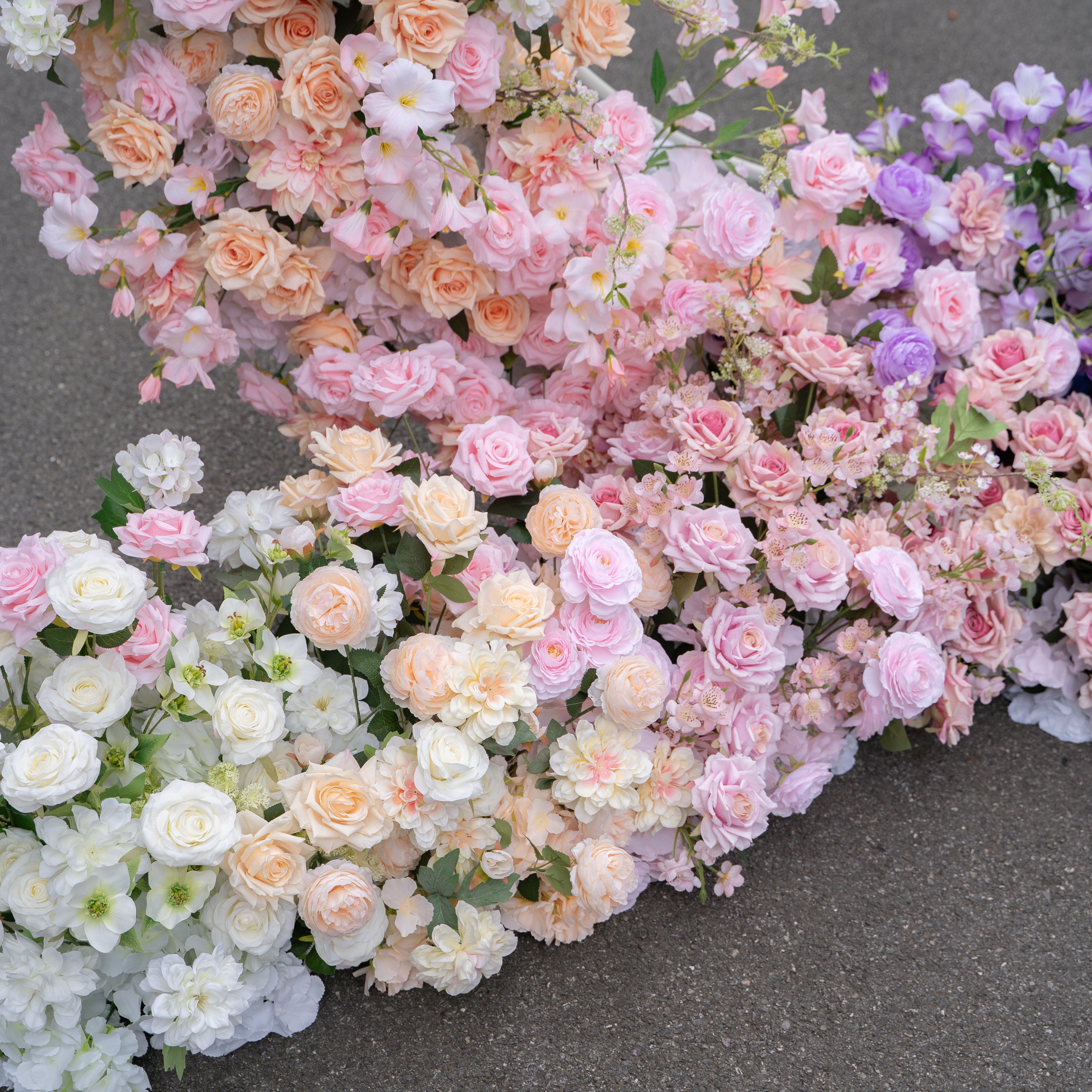 New Arrival: Rainbow Wedding Party Background Floral Arch Decoration