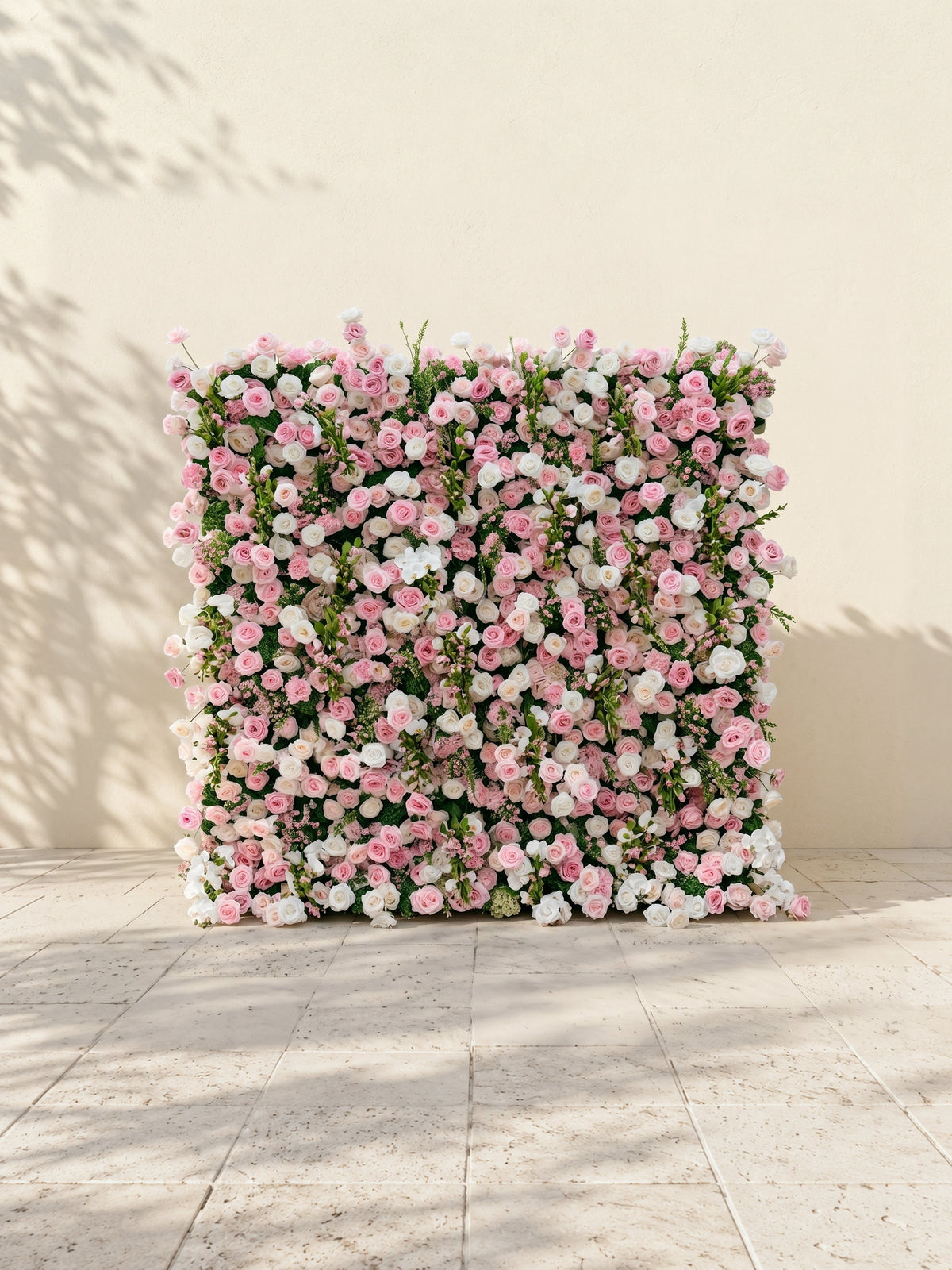 Selenessa:Premium 5D Blush & Soft Pink Floral Wall Roll-Up Backdrop for Whimsical Bridal Showers