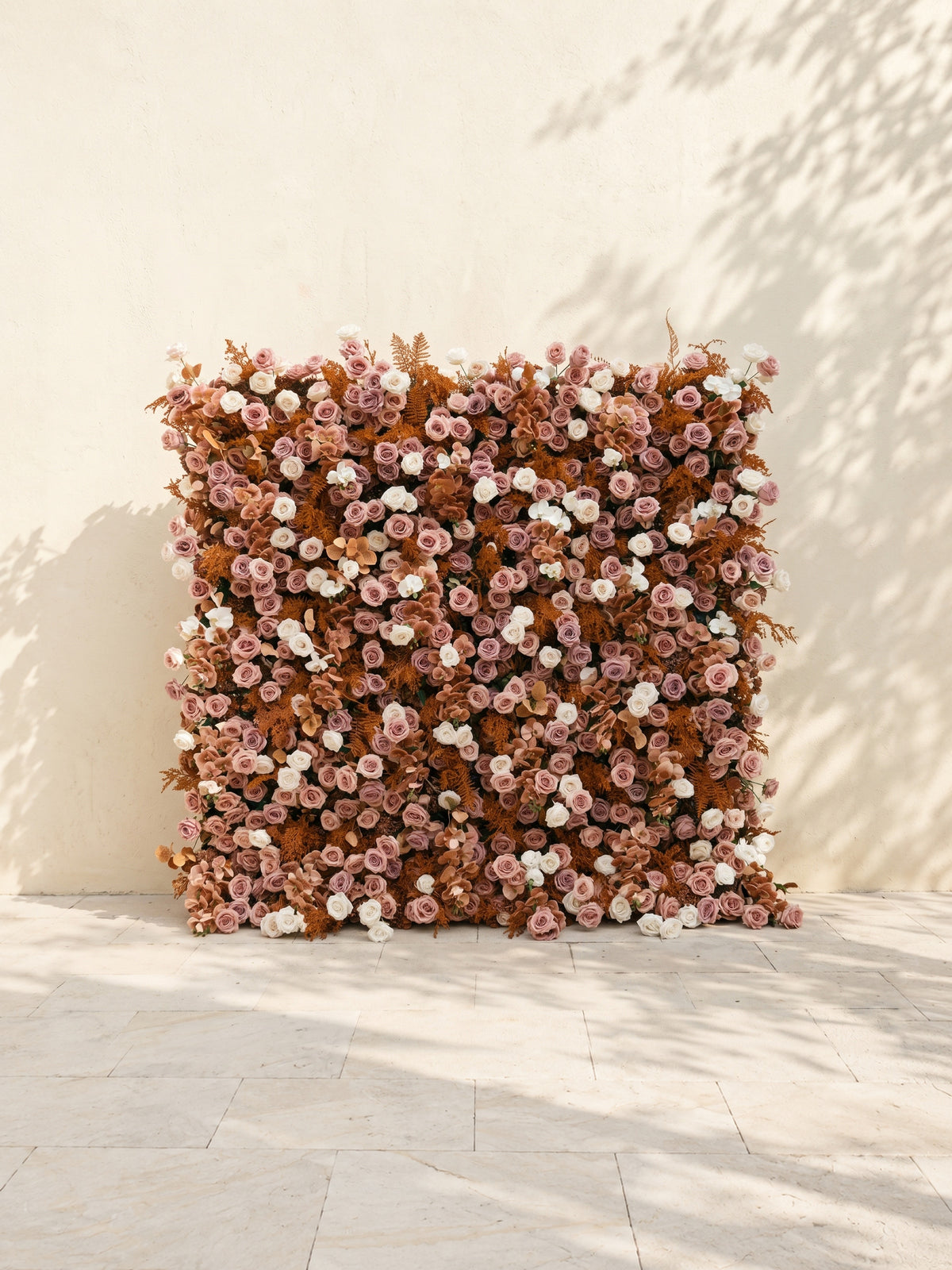 Orelloria:Luxury 5D Terracotta & Dusty Rose Silk Floral Wall Roll-Up Backdrop for Rustic Fall Weddings