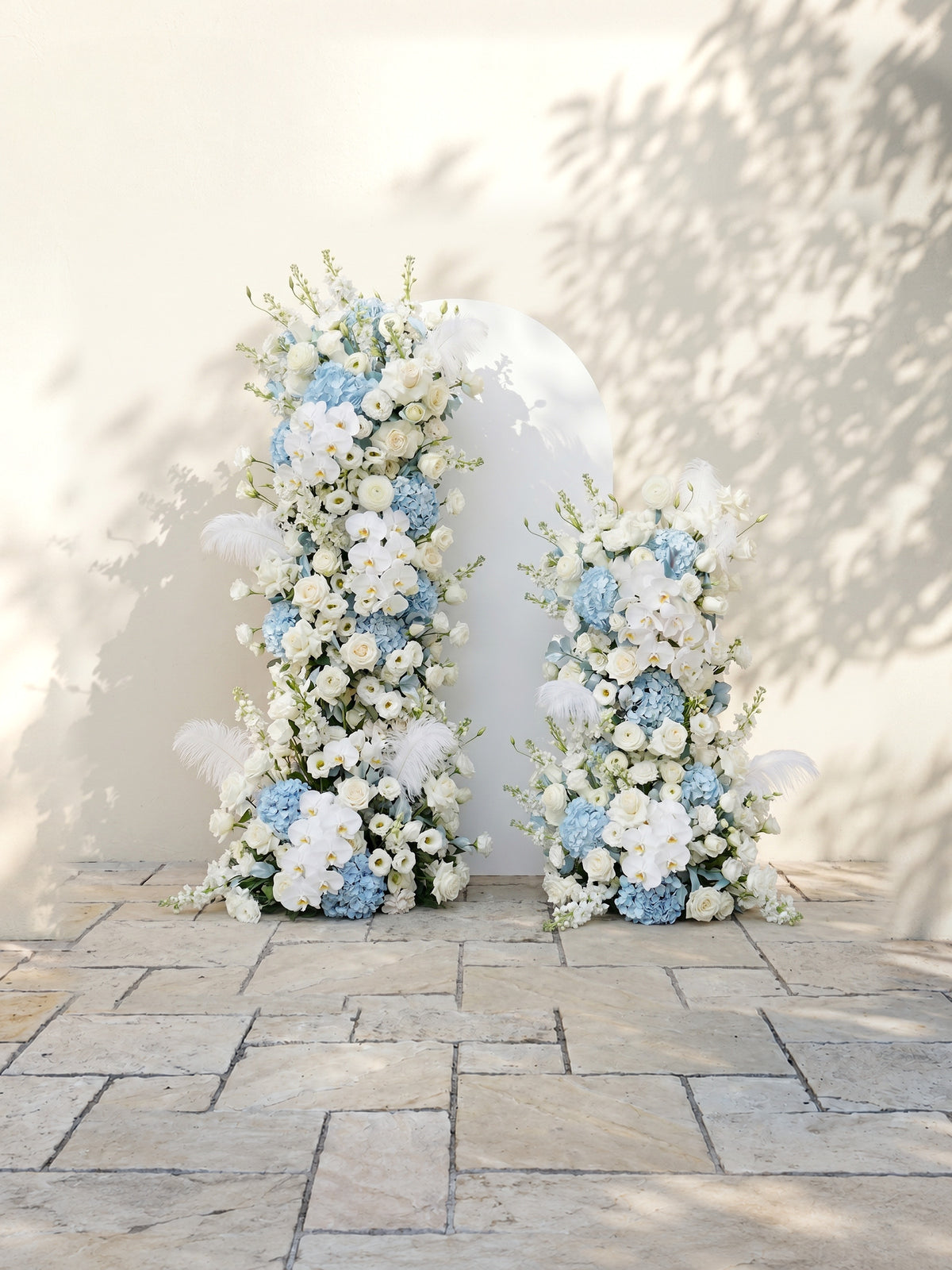 Sky Blue Hydrangea White Orchid Rose Wedding Background Arch KT Backdrop Decorative Flower Row Excludes Frame