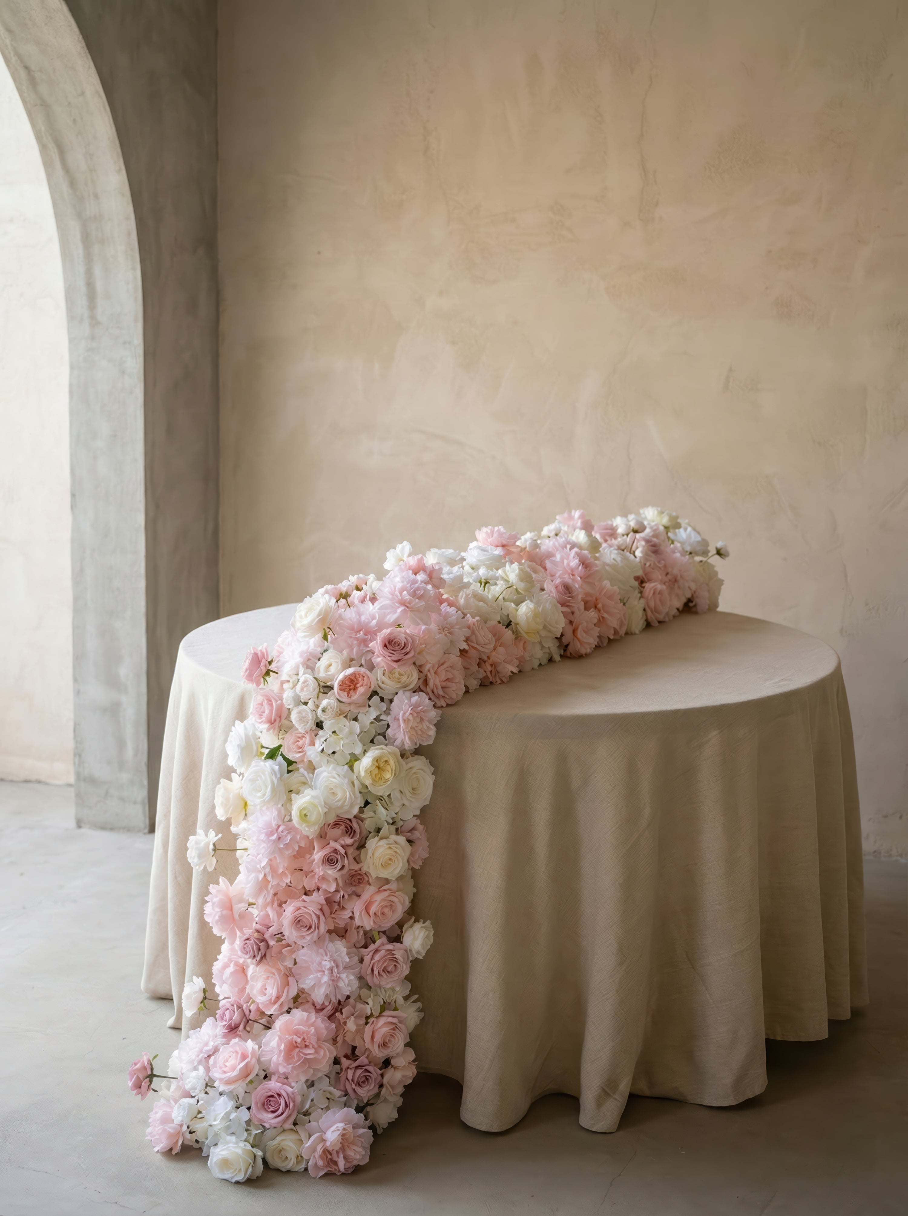 Rosado Flower Runner:2026 New Pink Long strip flower row trailing long table arrangement table runner
