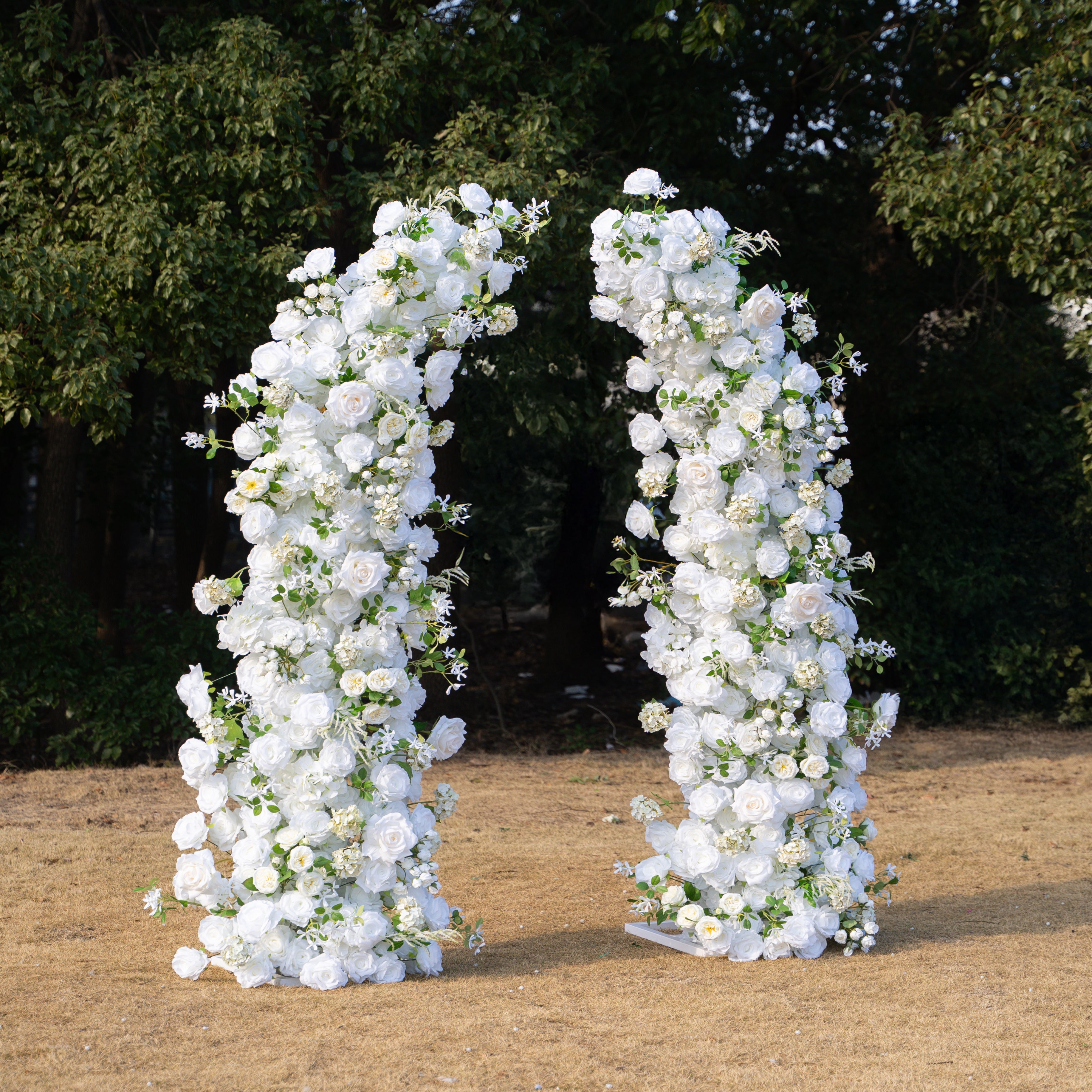 SaSa:2026 Elegant Floral Arch Backdrop White Roses Flower Arch for Wedding Party Event Decoration(Including Frame)