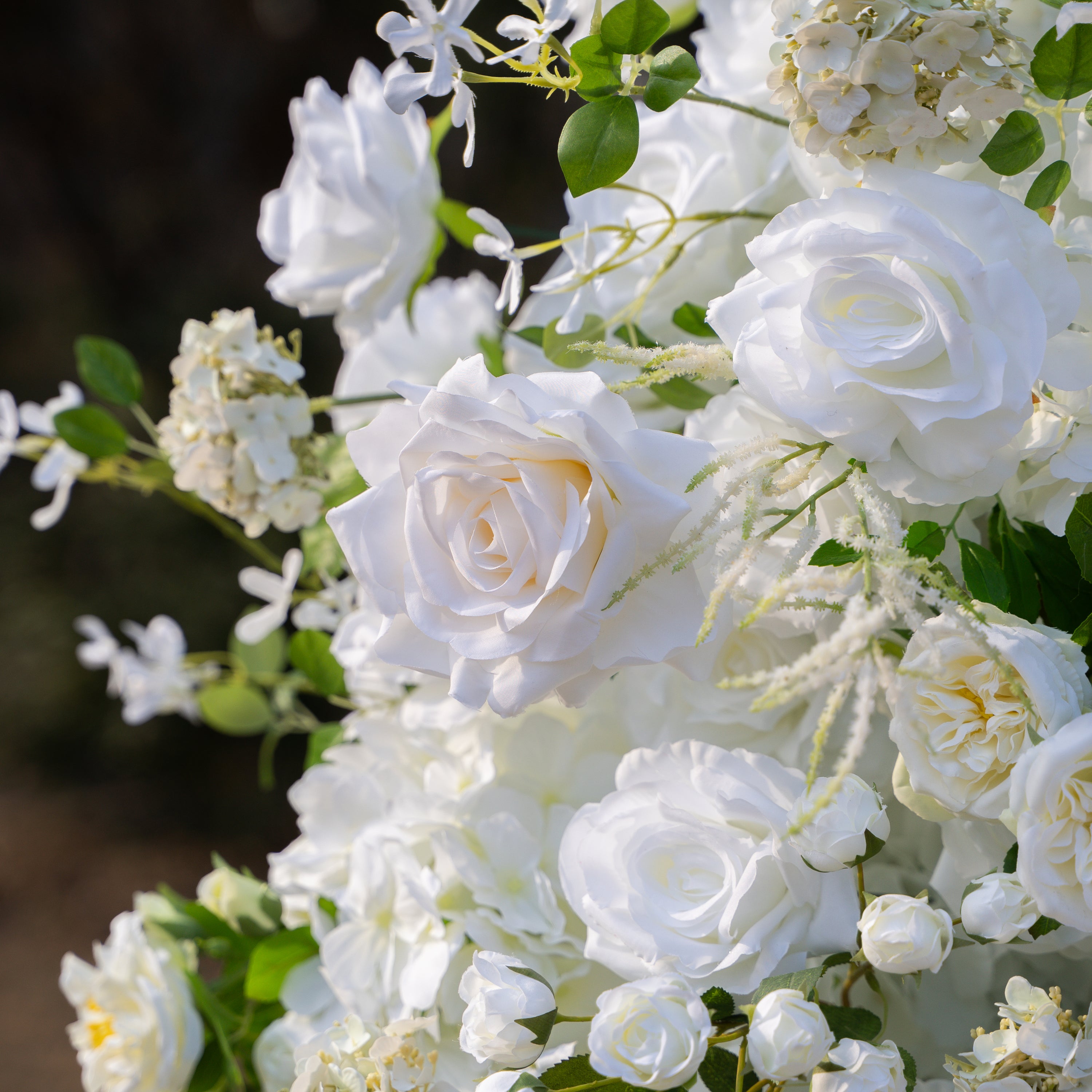 SaSa:2026 Elegant Floral Arch Backdrop White Roses Flower Arch for Wedding Party Event Decoration(Including Frame)