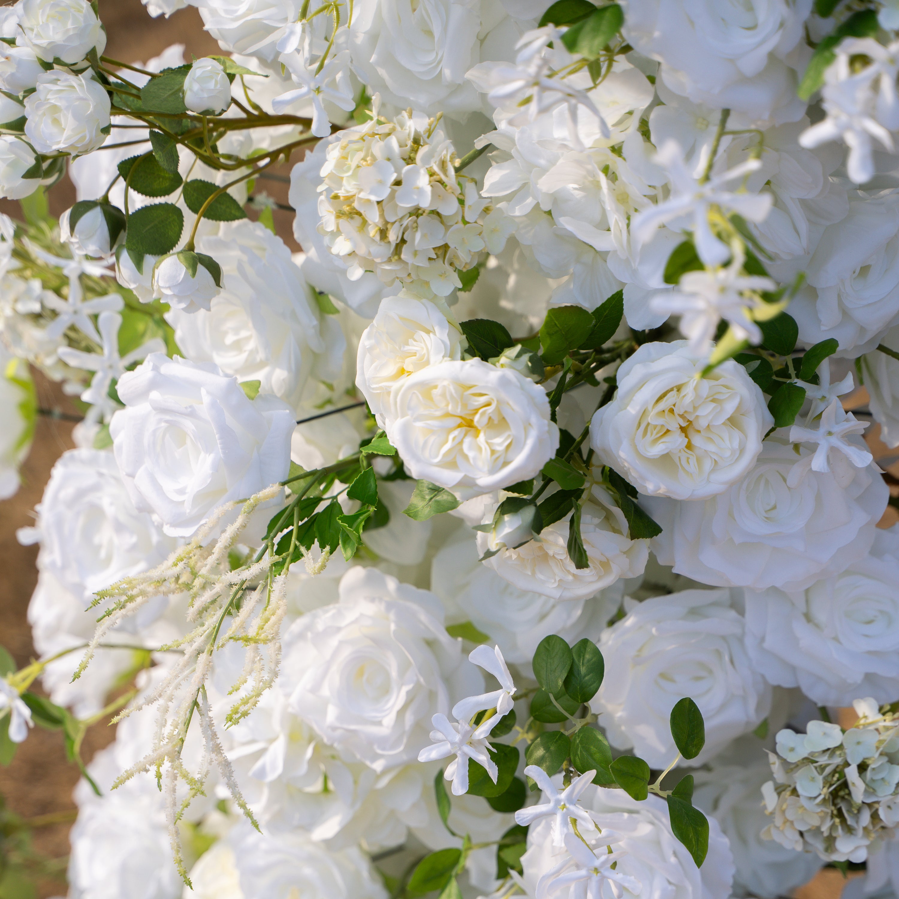SaSa:2026 Elegant Floral Arch Backdrop White Roses Flower Arch for Wedding Party Event Decoration(Including Frame)