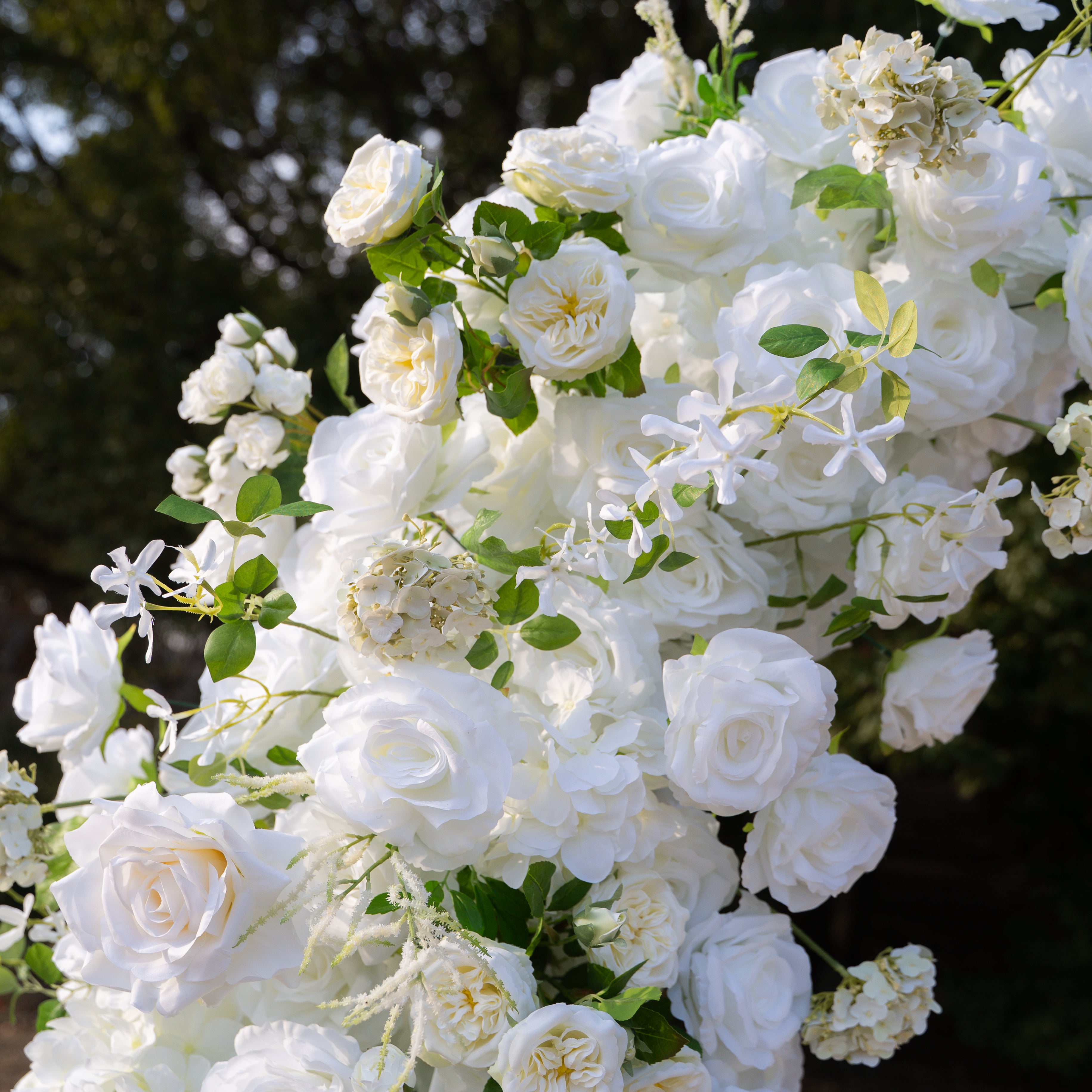 SaSa:2026 Elegant Floral Arch Backdrop White Roses Flower Arch for Wedding Party Event Decoration(Including Frame)