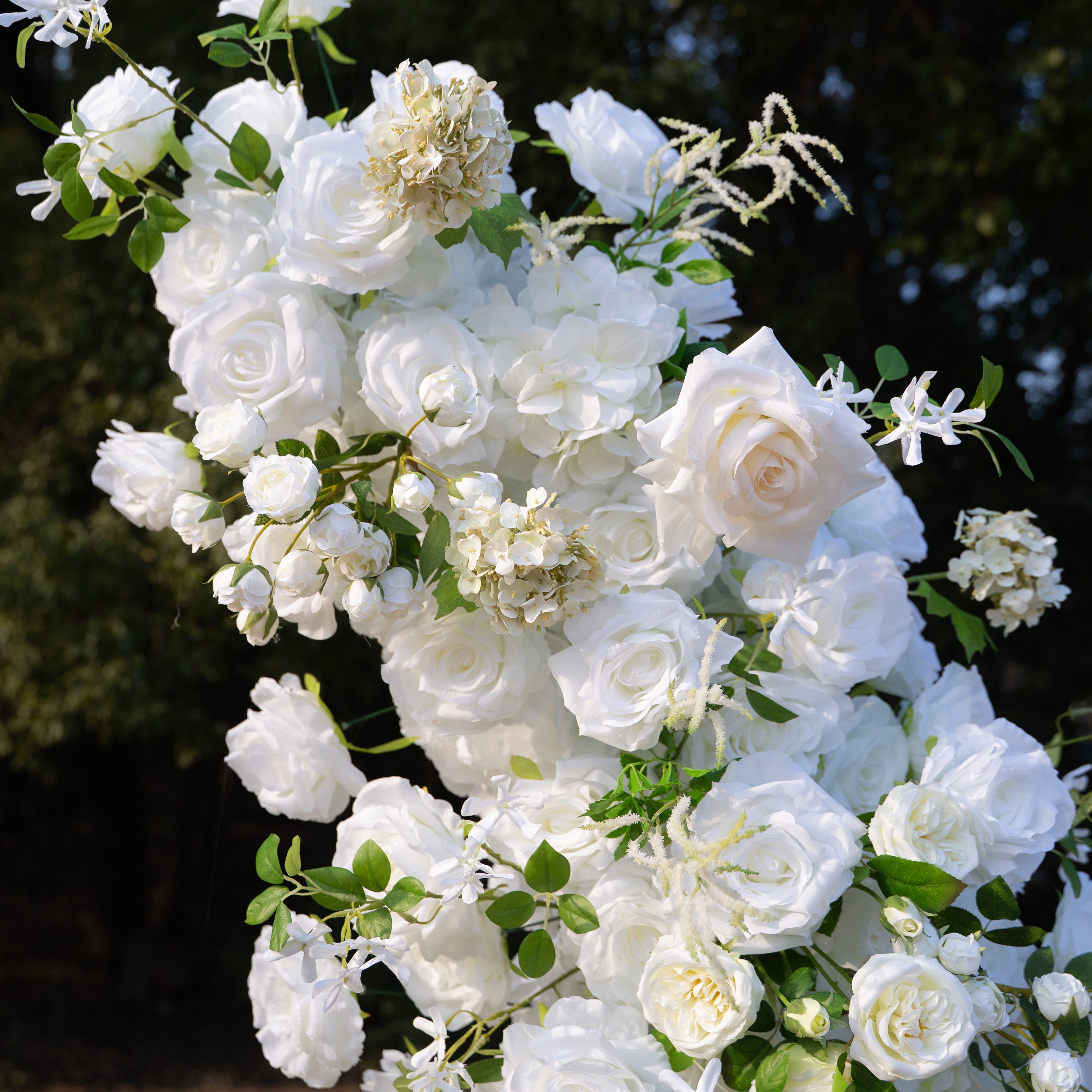 SaSa:2026 Elegant Floral Arch Backdrop White Roses Flower Arch for Wedding Party Event Decoration(Including Frame)