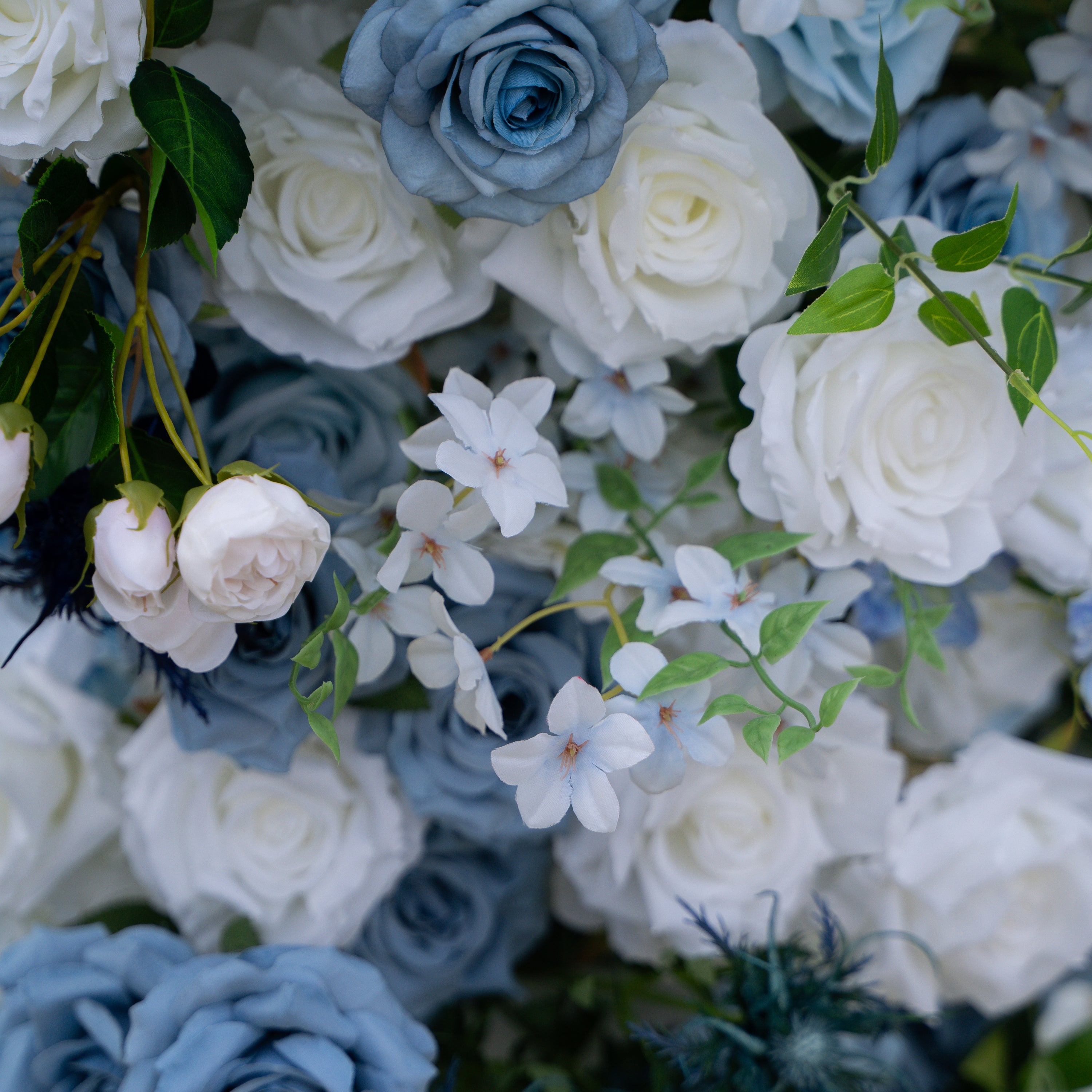 Sereth: Luxury Azure & Cream Silk Rose Ground Arch Arrangement for Dreamy Seaside Weddings & Romantic Aisle Decor