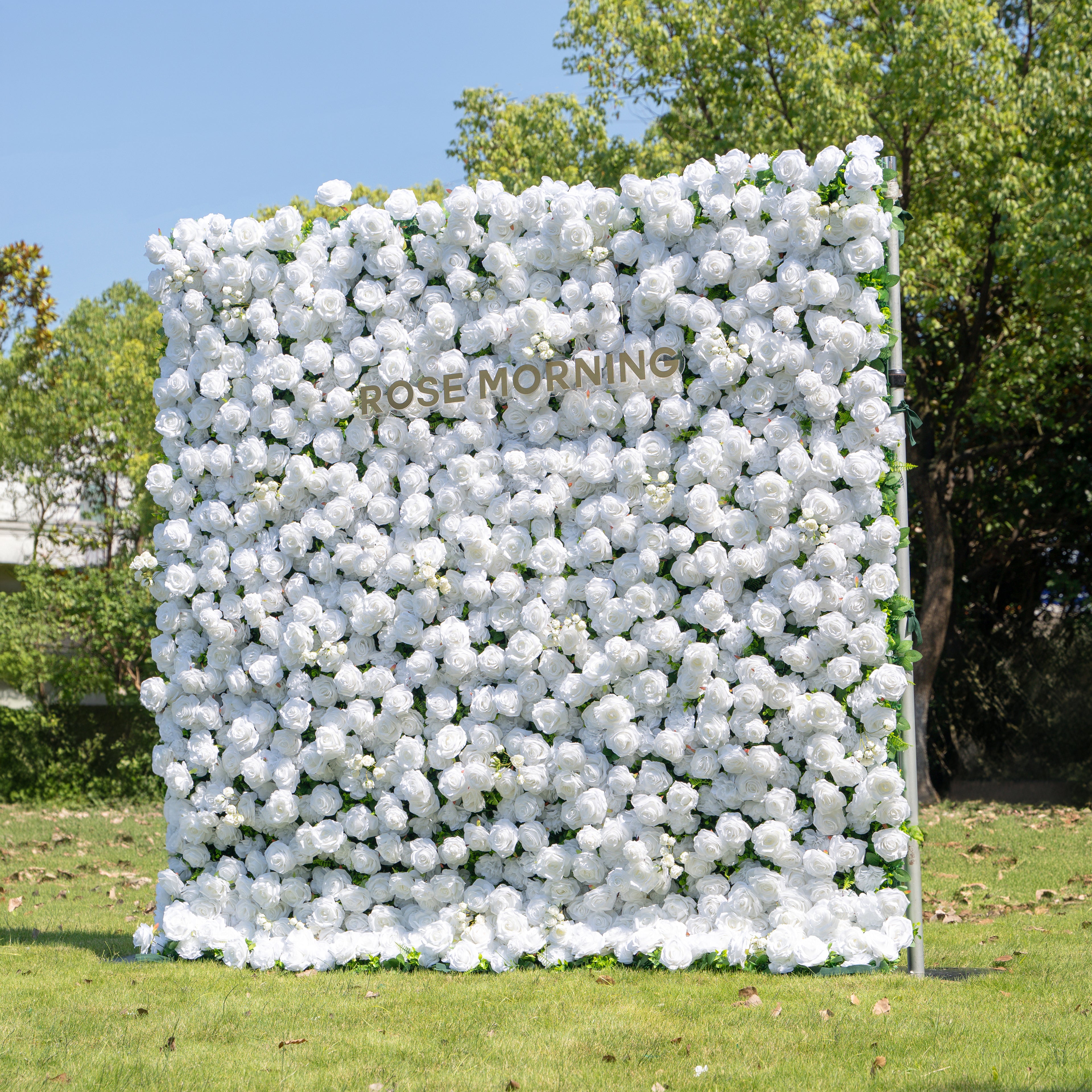 Shy 3D White Flower Wall - Minimalist Wedding Backdrop 8ft×8ft