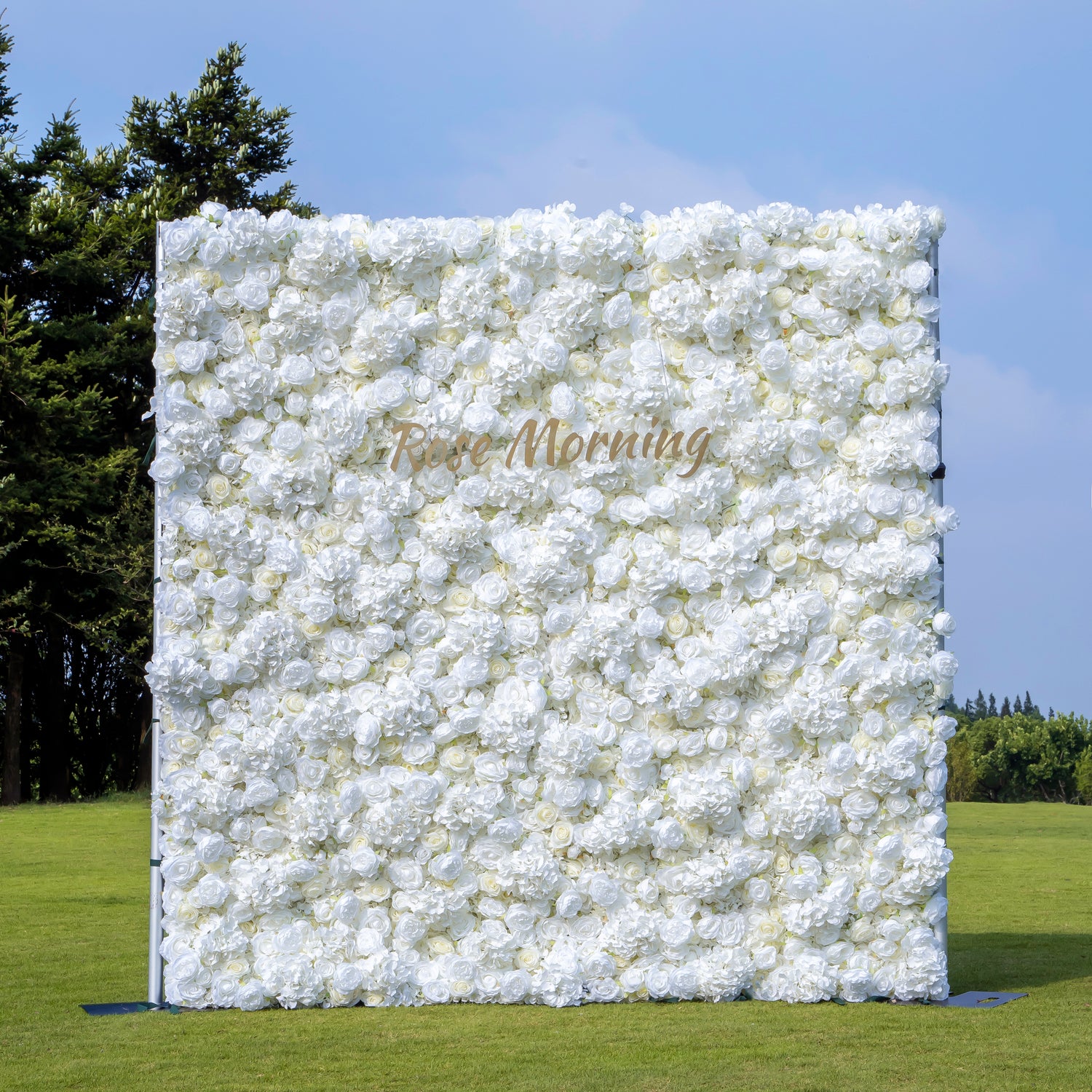 Rose Morning“The flower walls are made of artificial flowers in various colors, layered at different levels to create a lush, elegant and natural look. The exclusive zipper design and roll-up design make it easy to install and remove.”