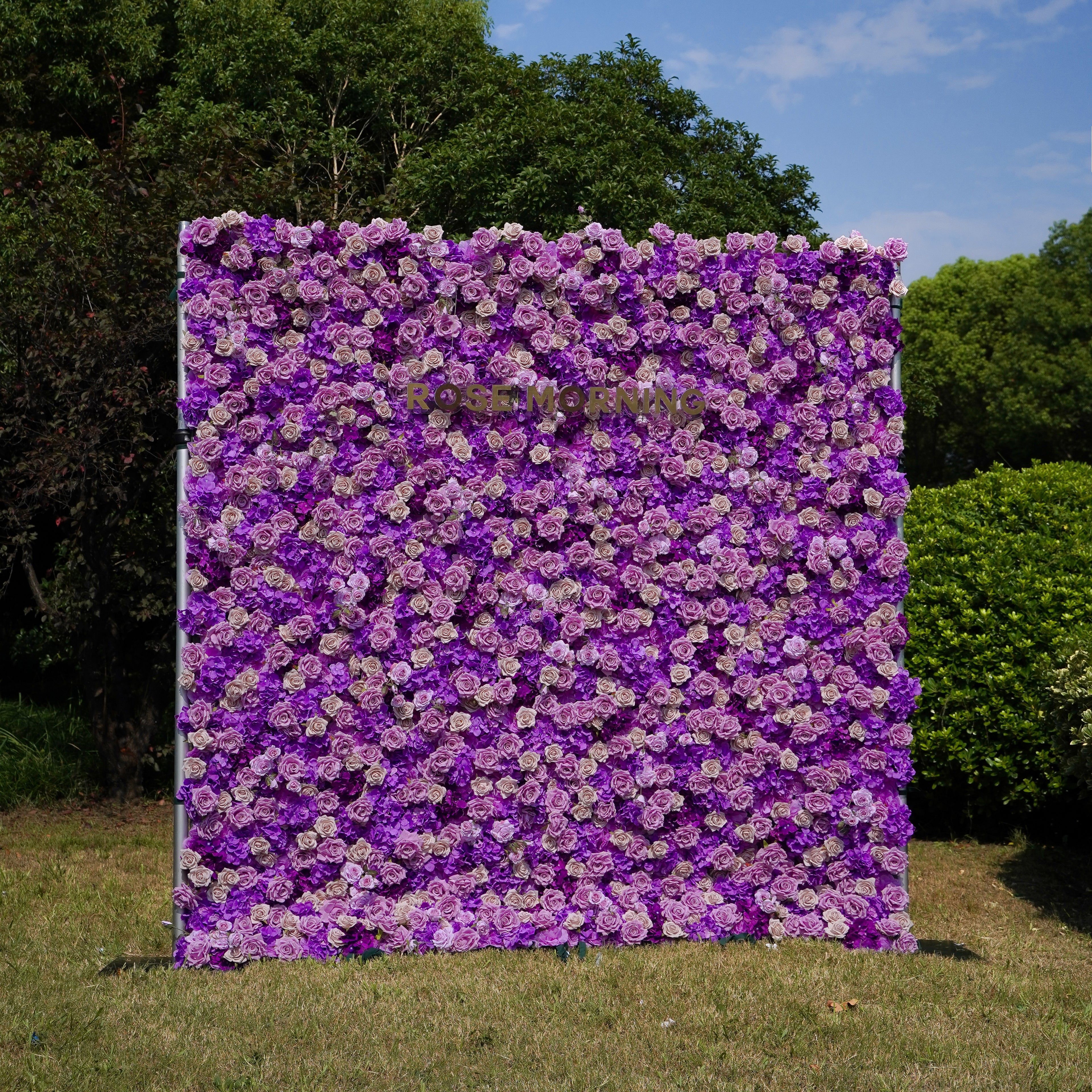 Sofia: 3D Fabric Artificial Flower Wall Rolling Up Curtain Flower Wall R199 - 8ft*8ft Rose Morning