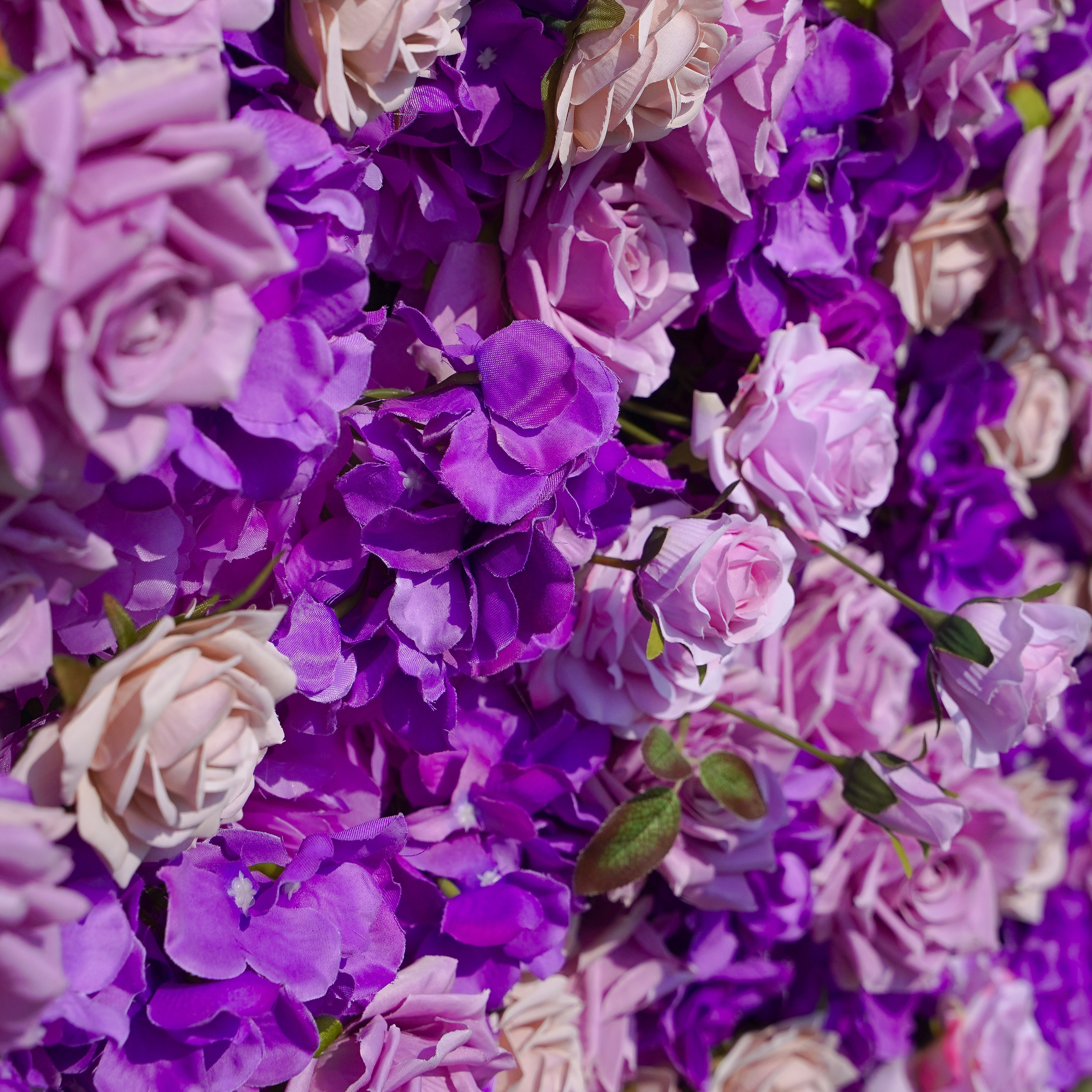 Sofia: 3D Fabric Artificial Flower Wall Rolling Up Curtain Flower Wall R199 - 8ft*8ft Rose Morning