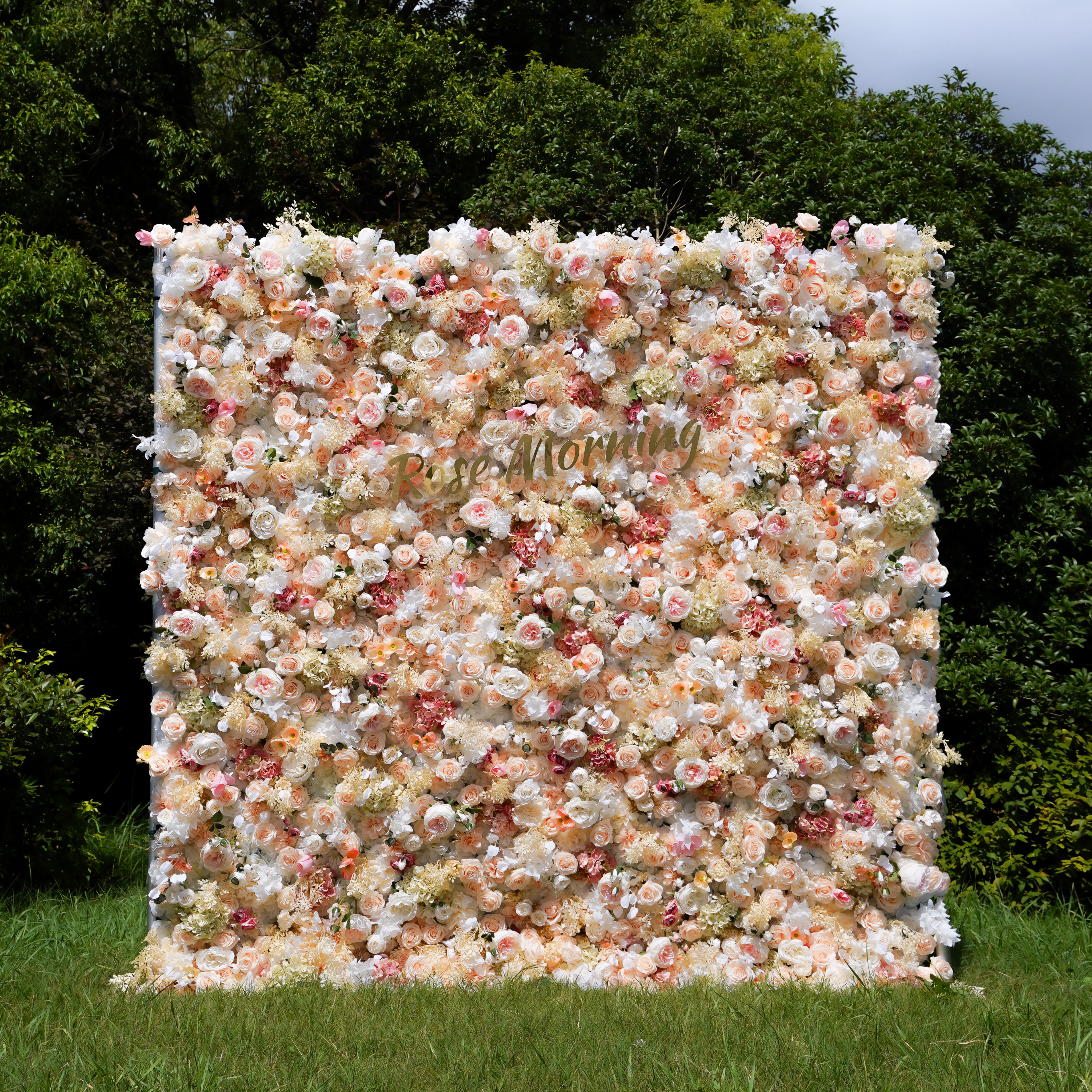 Suki:5D Fabric Artificial Flower Wall Rolling Up Curtain Flower Wall R794 - 8ft*8ft Rose Morning