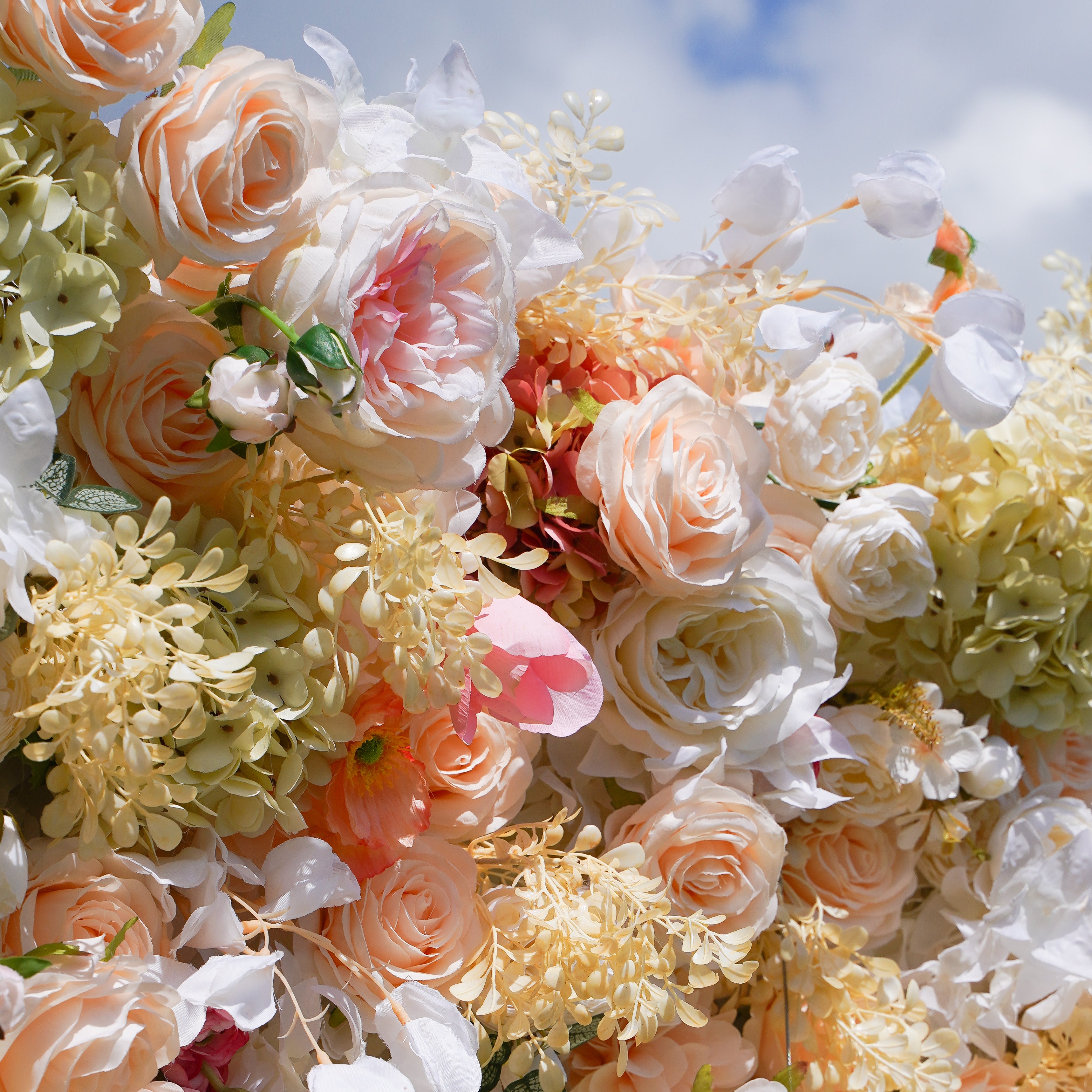 Suki:5D Fabric Artificial Flower Wall Rolling Up Curtain Flower Wall R794 - 8ft*8ft Rose Morning