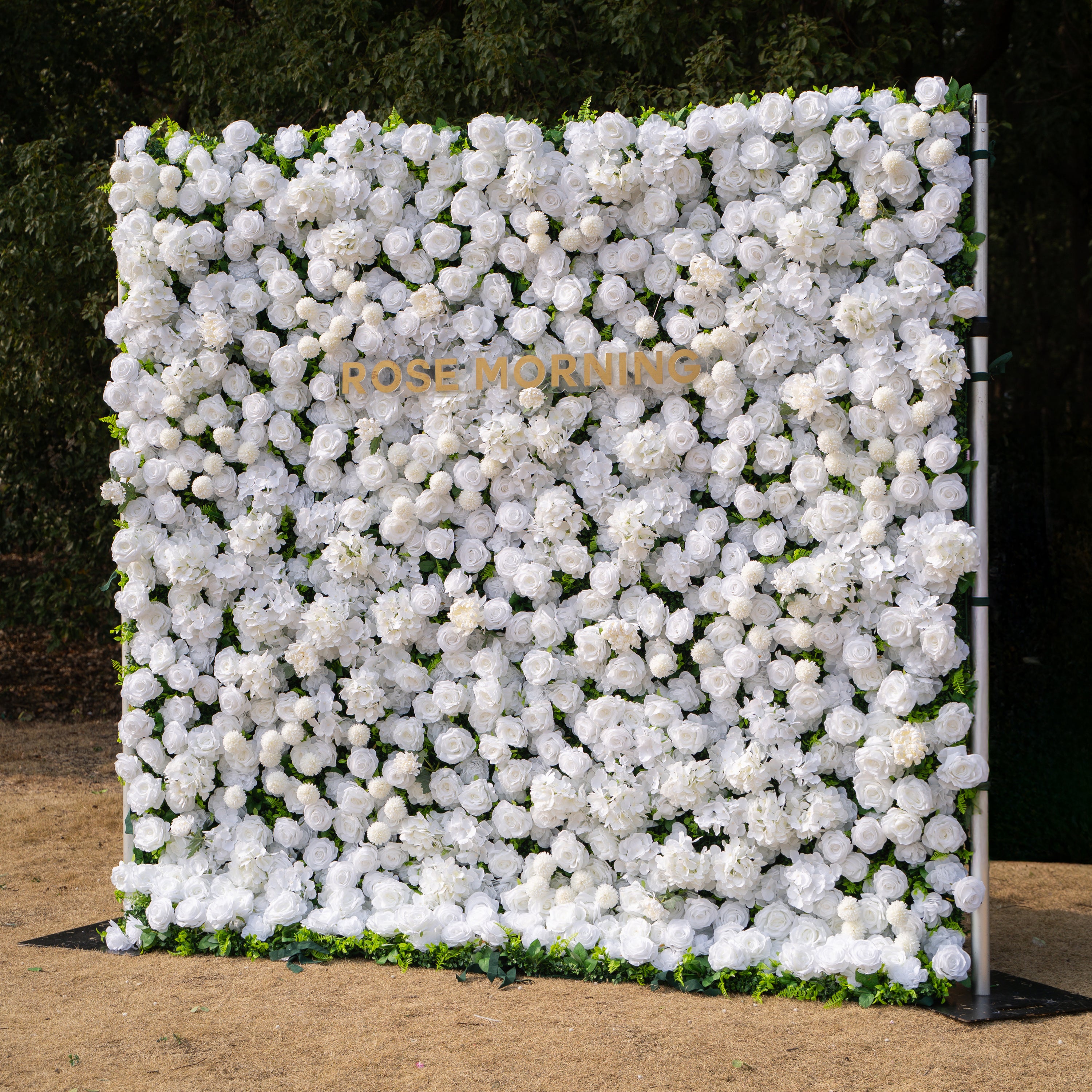 Thalia: 3D Pure White Luxury Silk Floral Wall Roll-Up Fabric Backdrop for Elegant Wedding Ceremonies & Minimalist Events