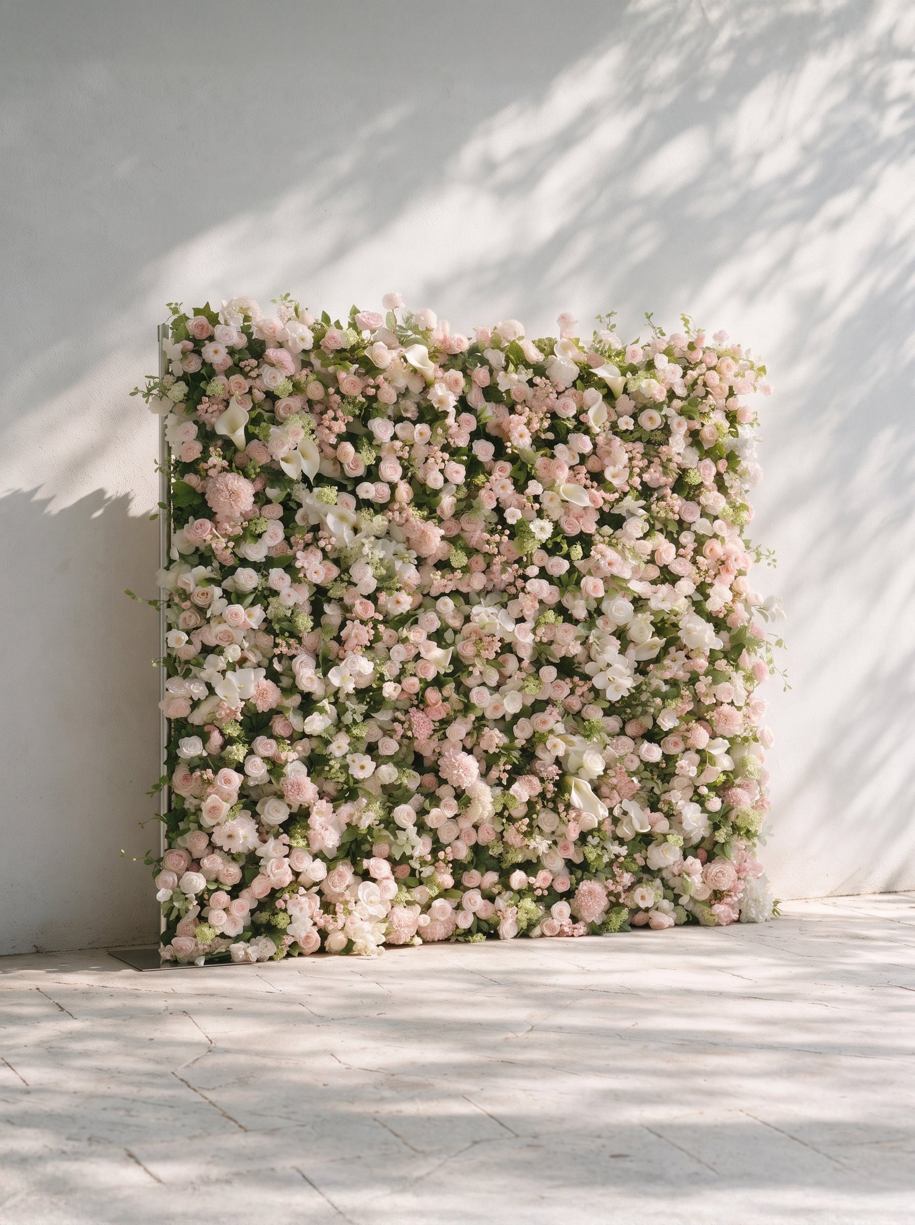 Cashmere:2026 Luxury 5D White & Pink Floral Wall with Greenery Roll-Up Backdrop for Rustic Garden Weddings