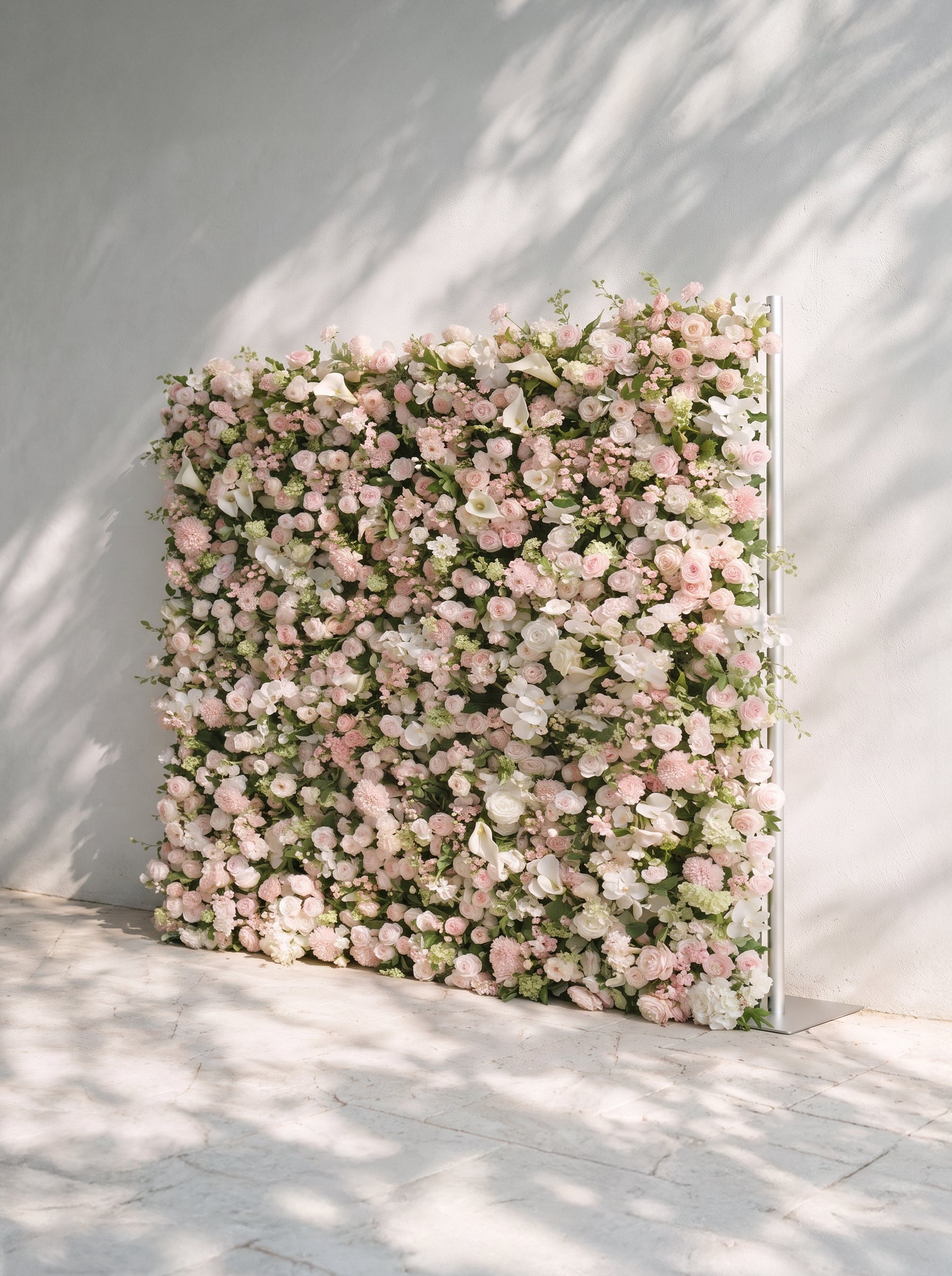 Cashmere:2026 Luxury 5D White & Pink Floral Wall with Greenery Roll-Up Backdrop for Rustic Garden Weddings