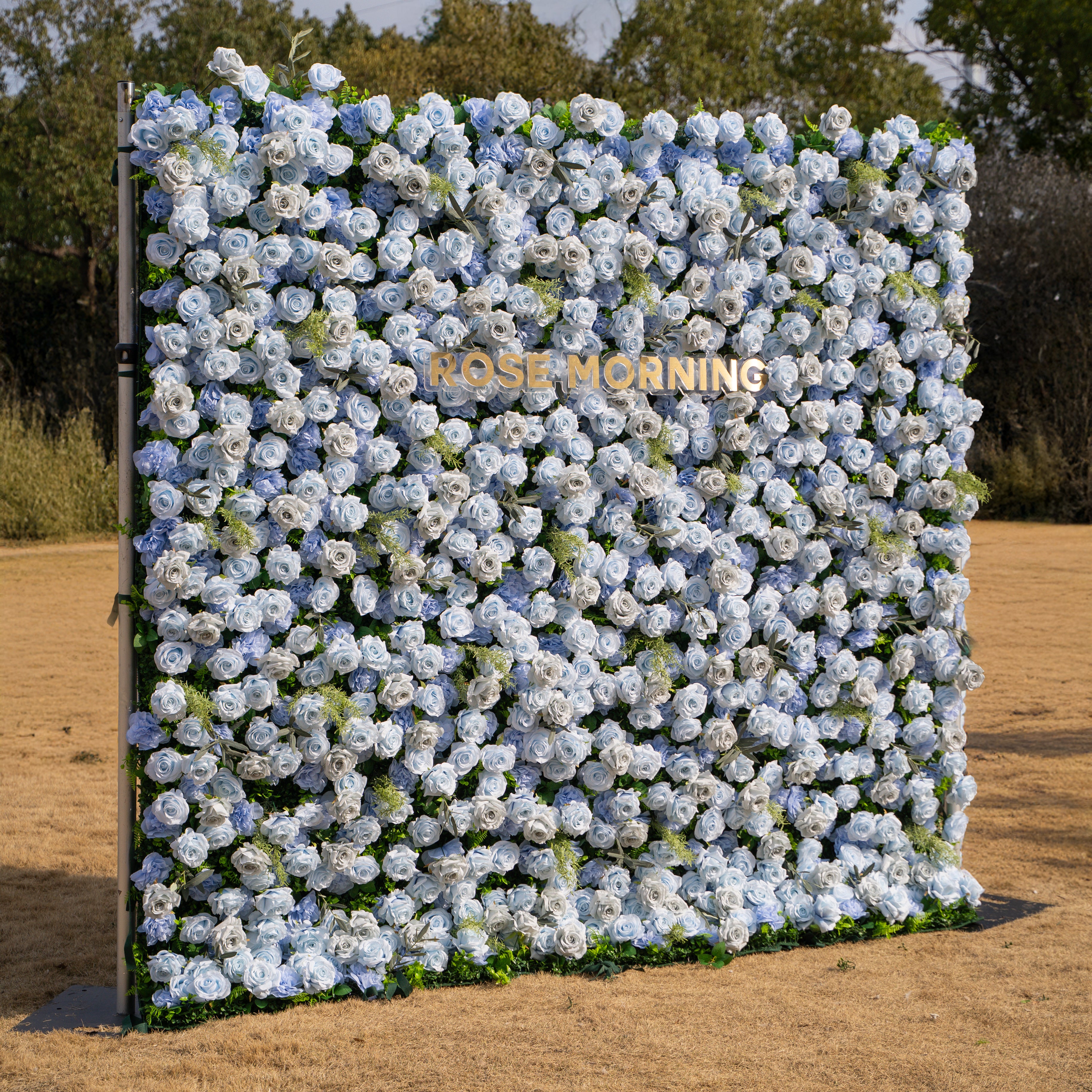 Vesper: 3D Blue & Dusty Rose Wall | Premium Roll-Up Fabric Backdrop for Events
