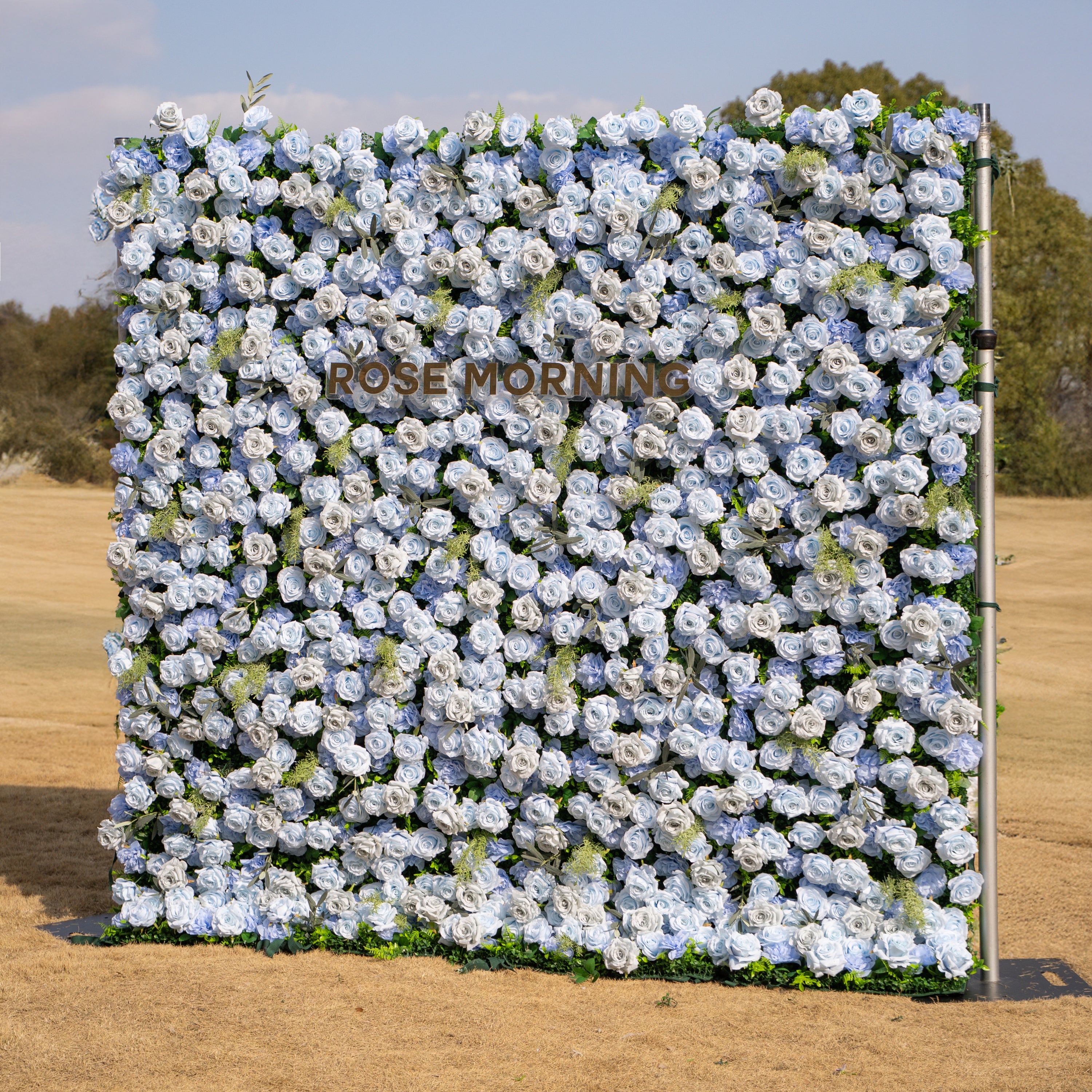 Vesper: 3D Blue & Dusty Rose Wall | Premium Roll-Up Fabric Backdrop for Events