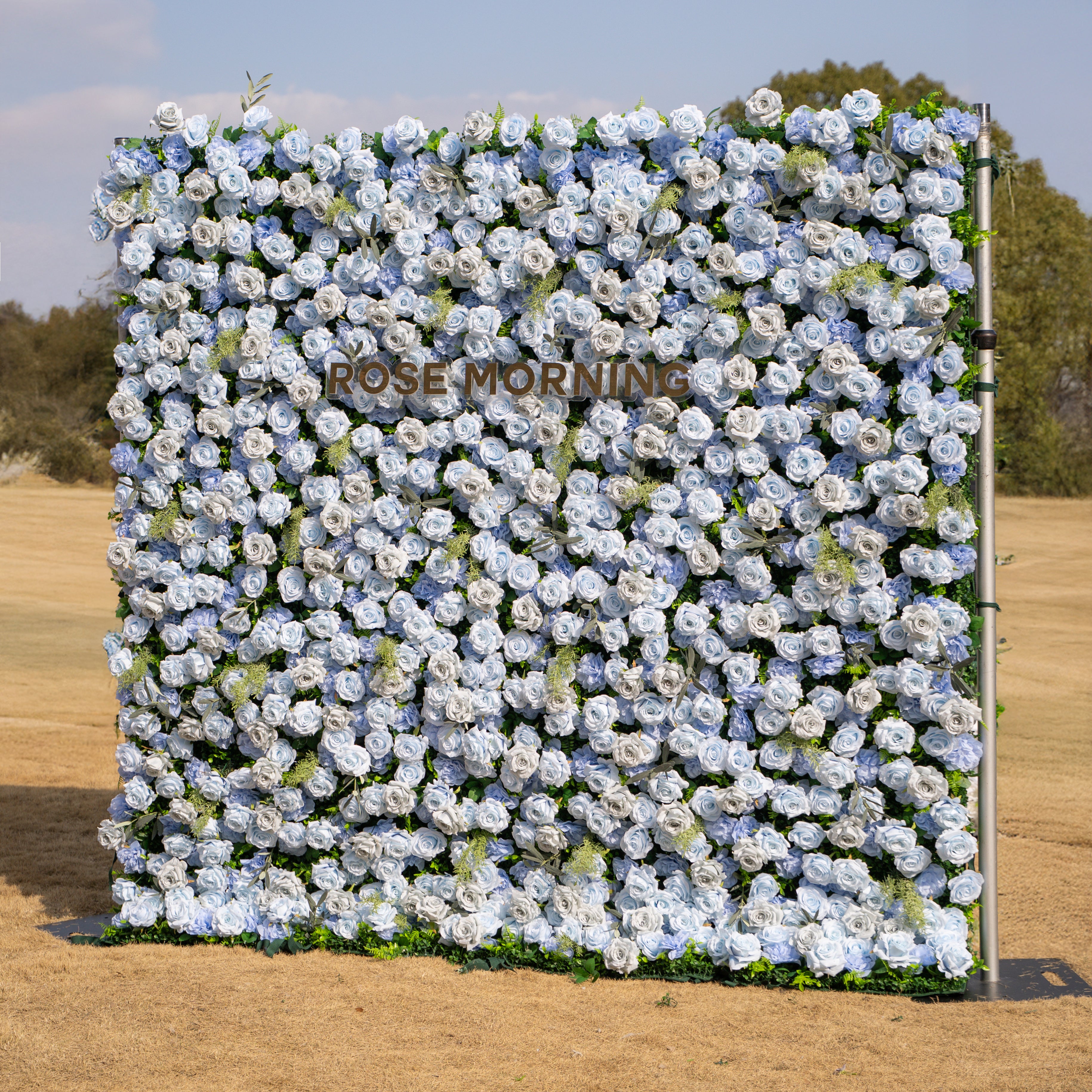 Vesper: 3D Blue & Dusty Rose Wall | Premium Roll-Up Fabric Backdrop for Events