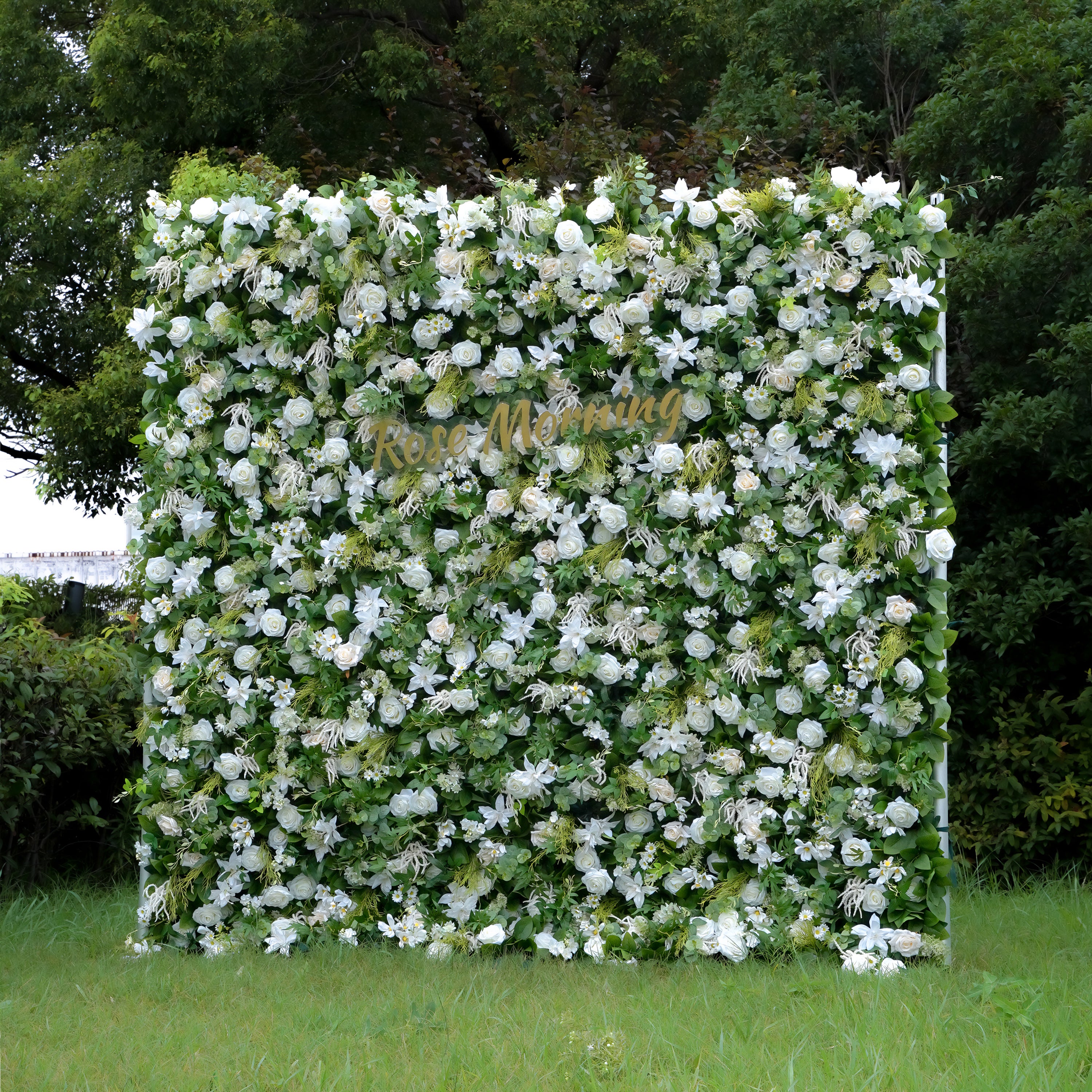 willow: 3D Fabric Artificial Flower Wall Rolling Up Curtain Flower Wall R790 - 8ft*8ft Rose Morning
