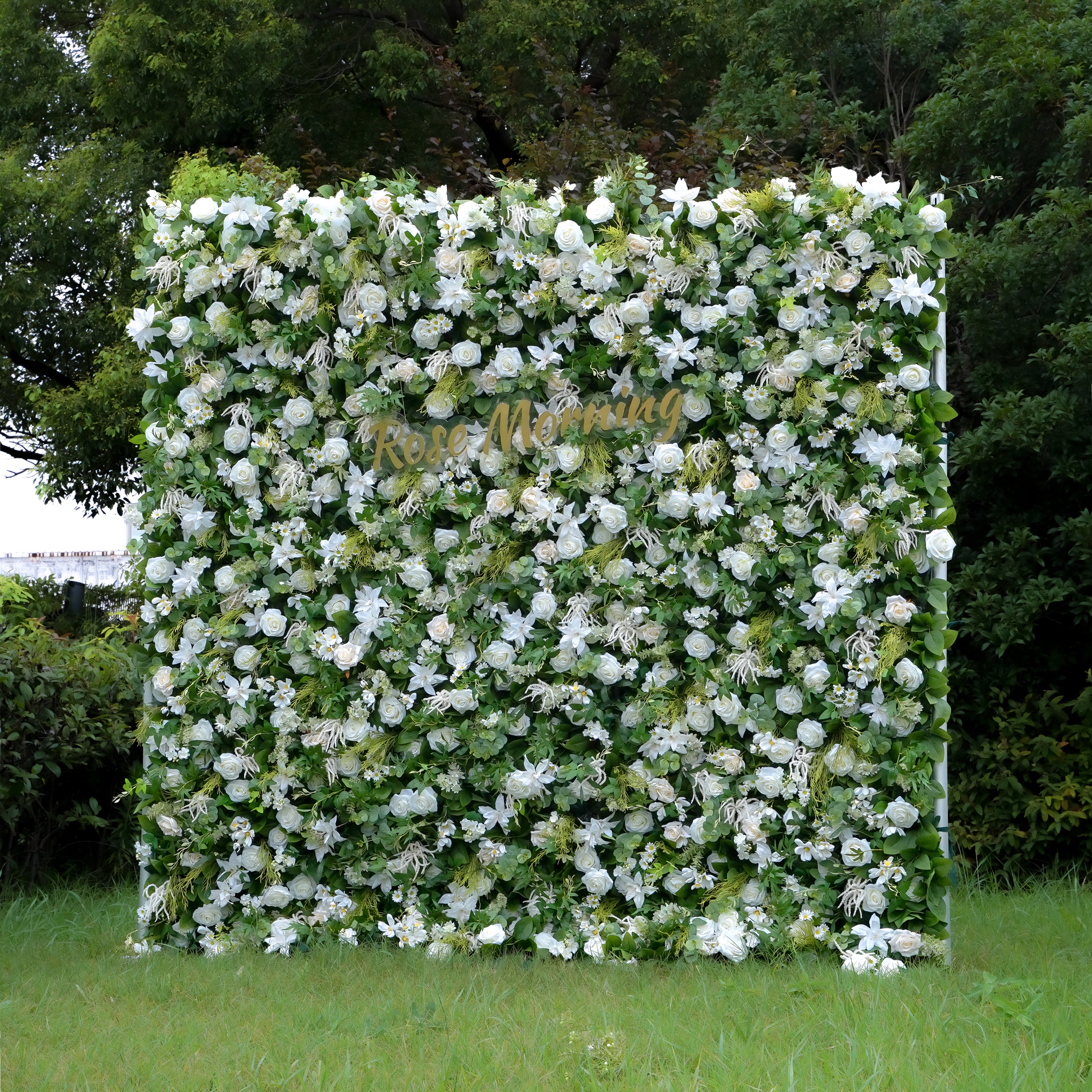 willow: 3D Fabric Artificial Flower Wall Rolling Up Curtain Flower Wall R790 - 8ft*8ft Rose Morning