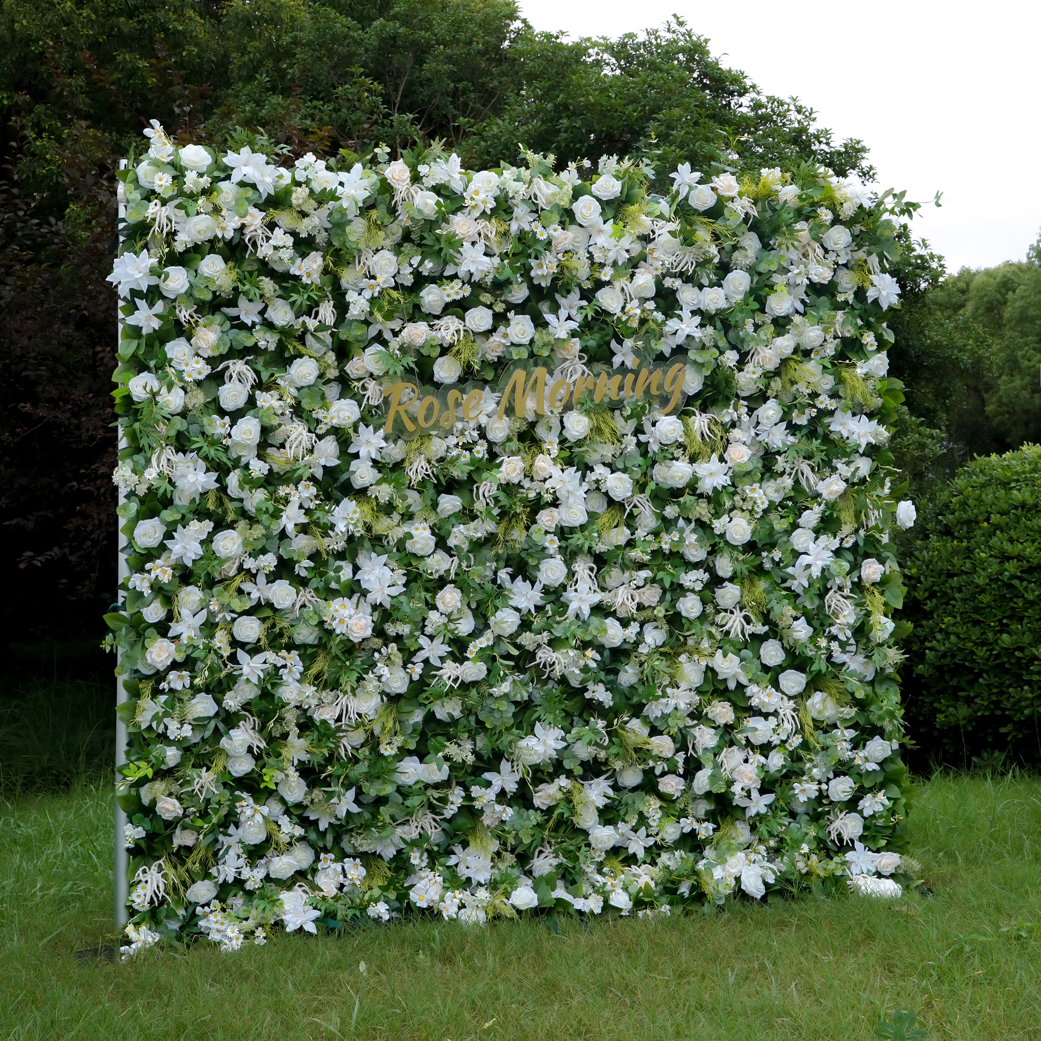 willow: 3D Fabric Artificial Flower Wall Rolling Up Curtain Flower Wall R790 - 8ft*8ft Rose Morning