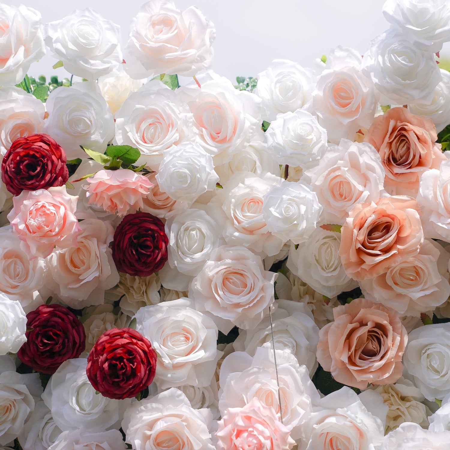 Yvette:5D Fabric Artificial rolling up curtain flower wall Rose Morning