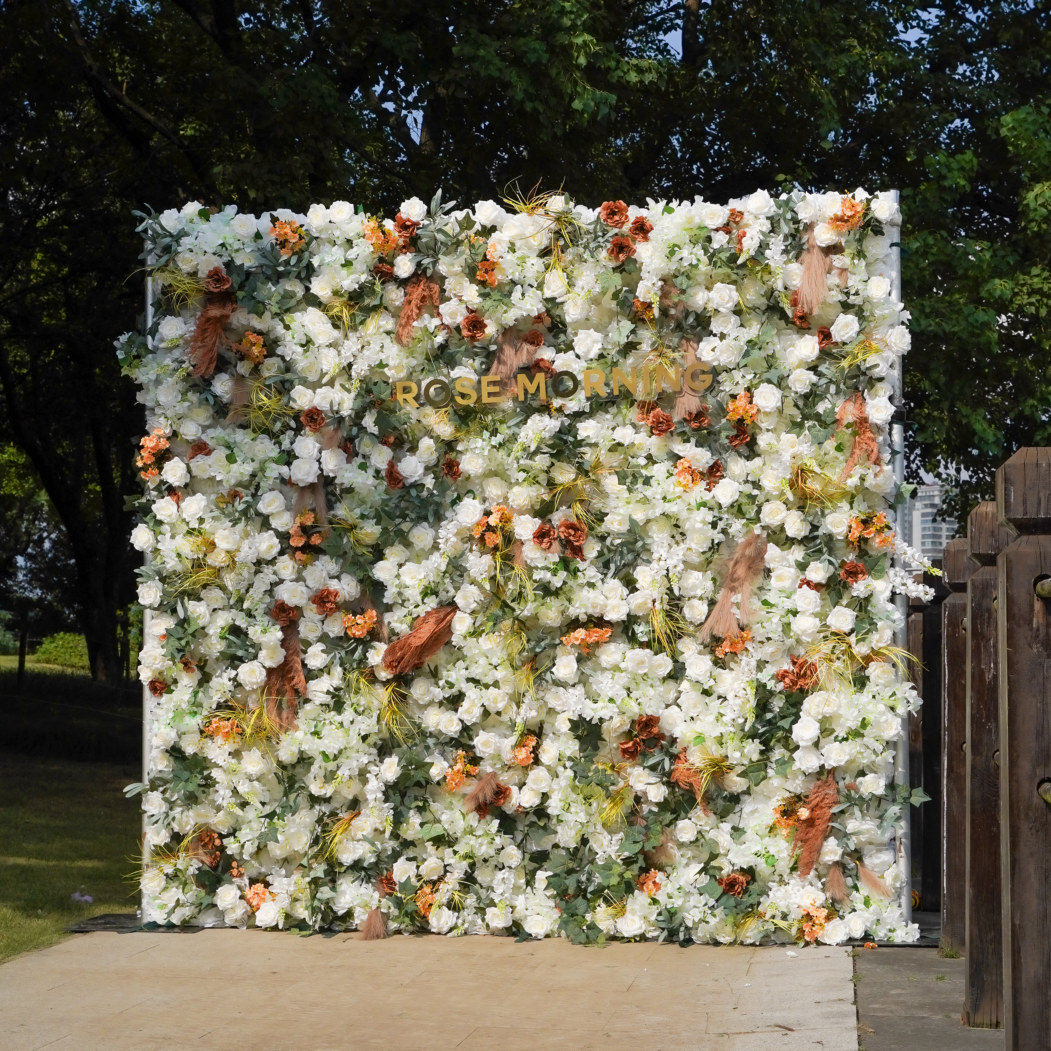 Zoey 3D Fabric Artificial rolling up curtain flower wall Rose Morning