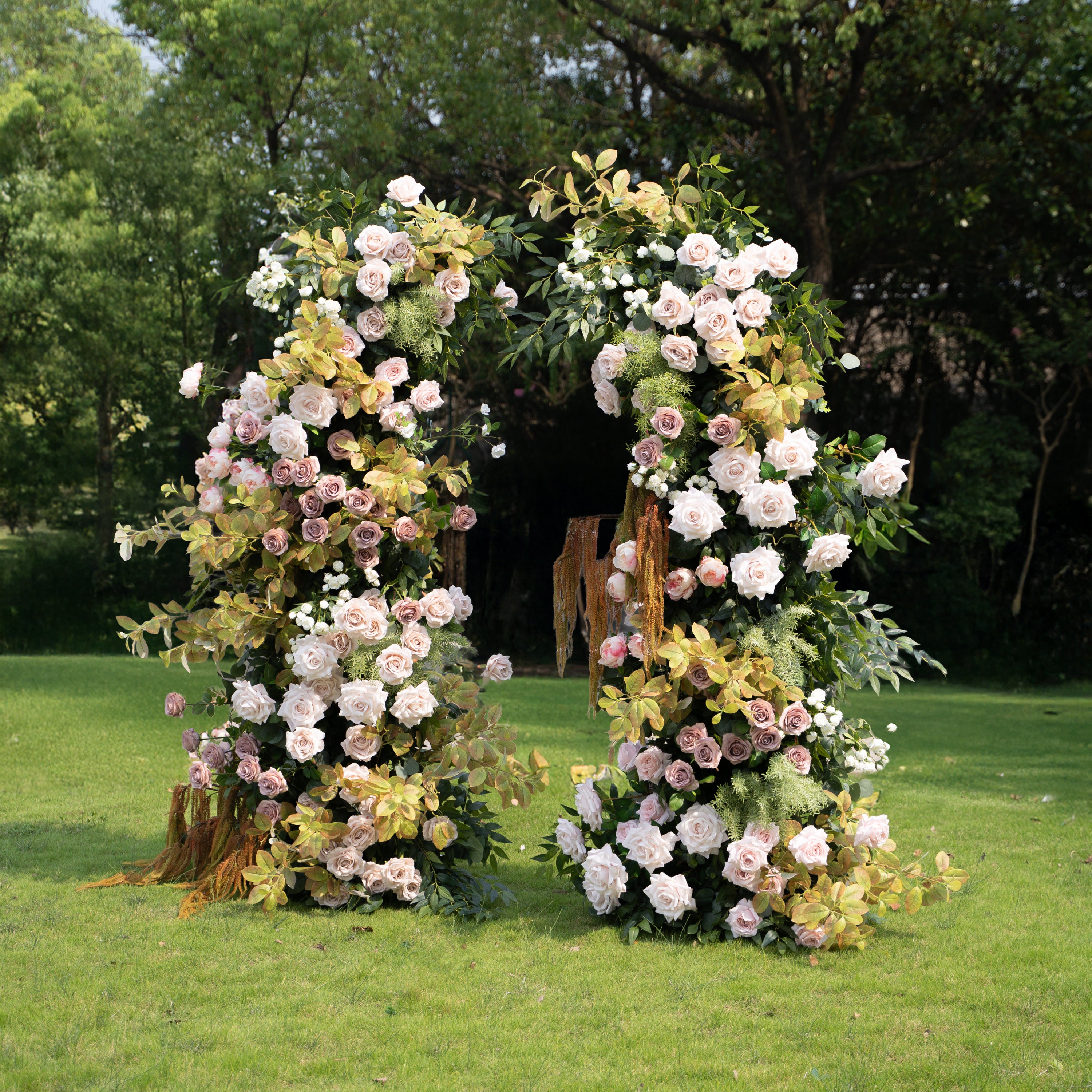 Zucca - Pumpkin Orange Autumn Floral Arch with Frame for Fall Wedding Party Backdrop