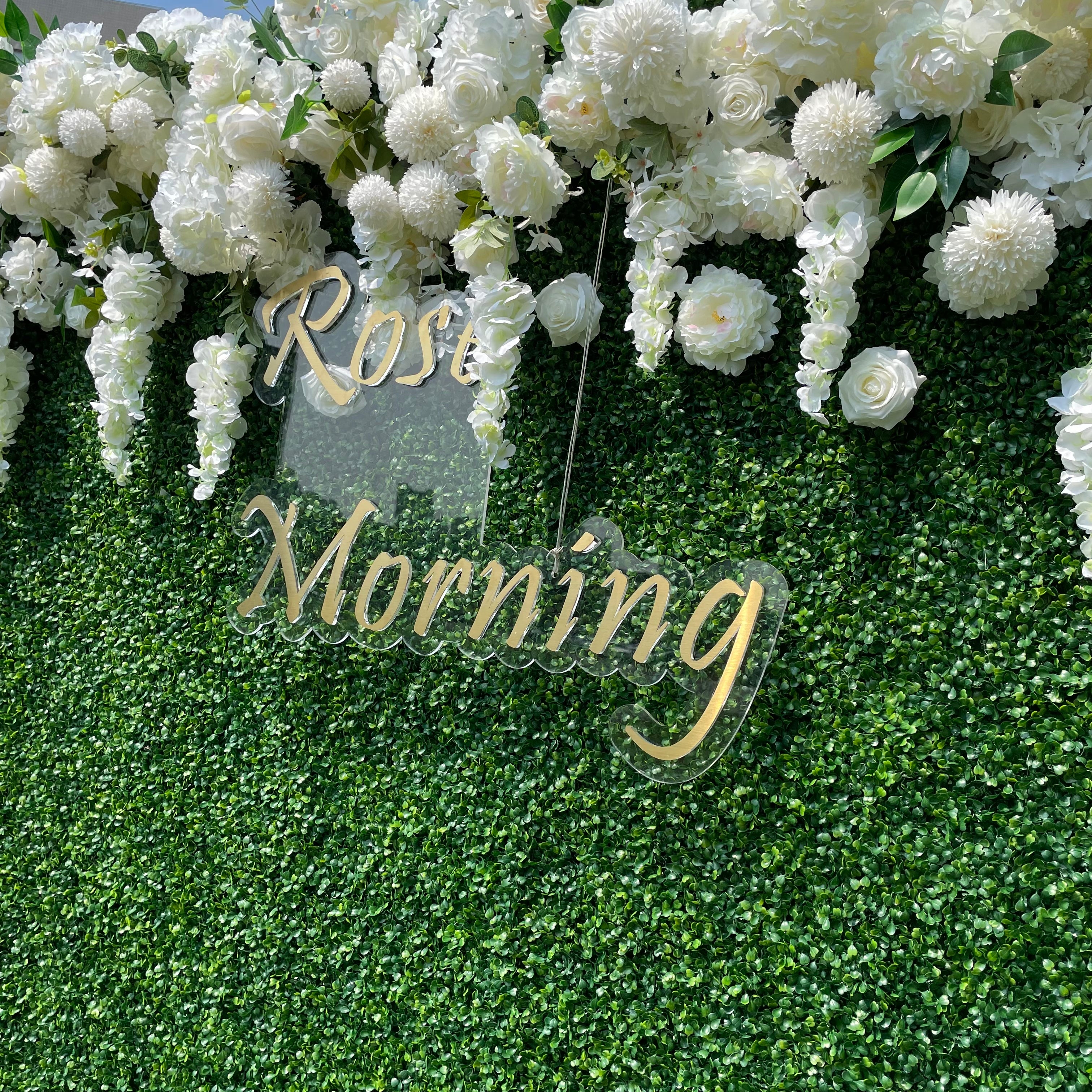 Rose Morning“The flower walls are made of artificial flowers in various colors, layered at different levels to create a lush, elegant and natural look. The exclusive zipper design and roll-up design make it easy to install and remove.”