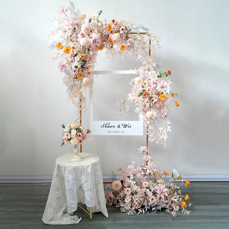 F034:2023 New Wedding Party Background Floral Arch Decoration Including Frame Rose Morning