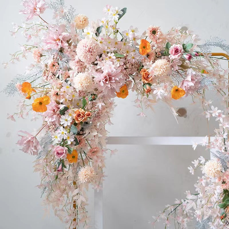 F034:2023 New Wedding Party Background Floral Arch Decoration Including Frame Rose Morning