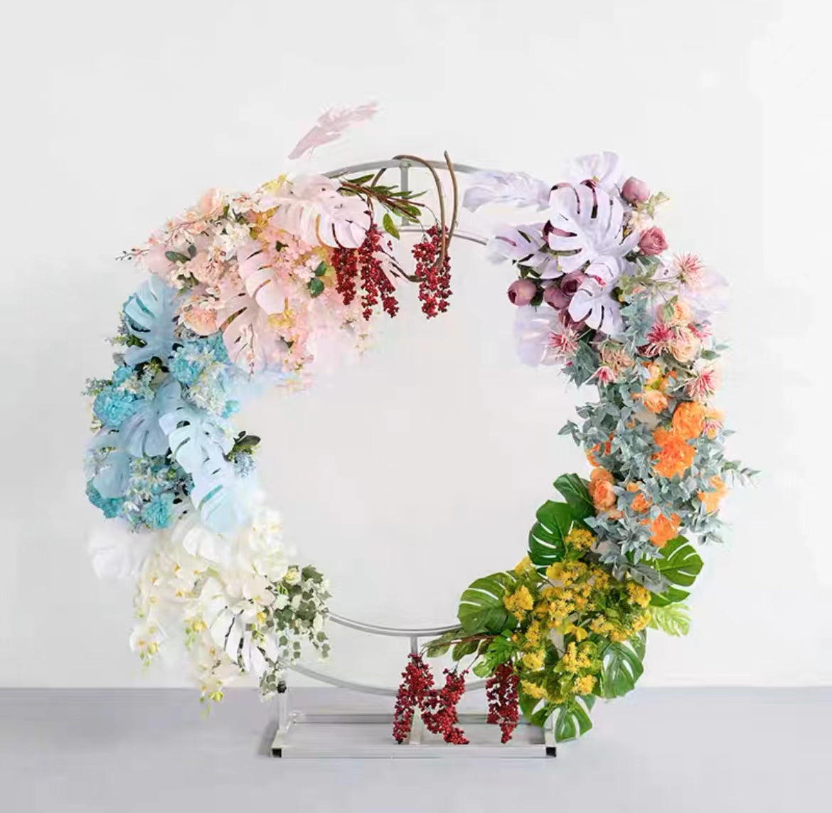 F035:2023 New Wedding Party Background Floral Arch Decoration Including Frame Rose Morning