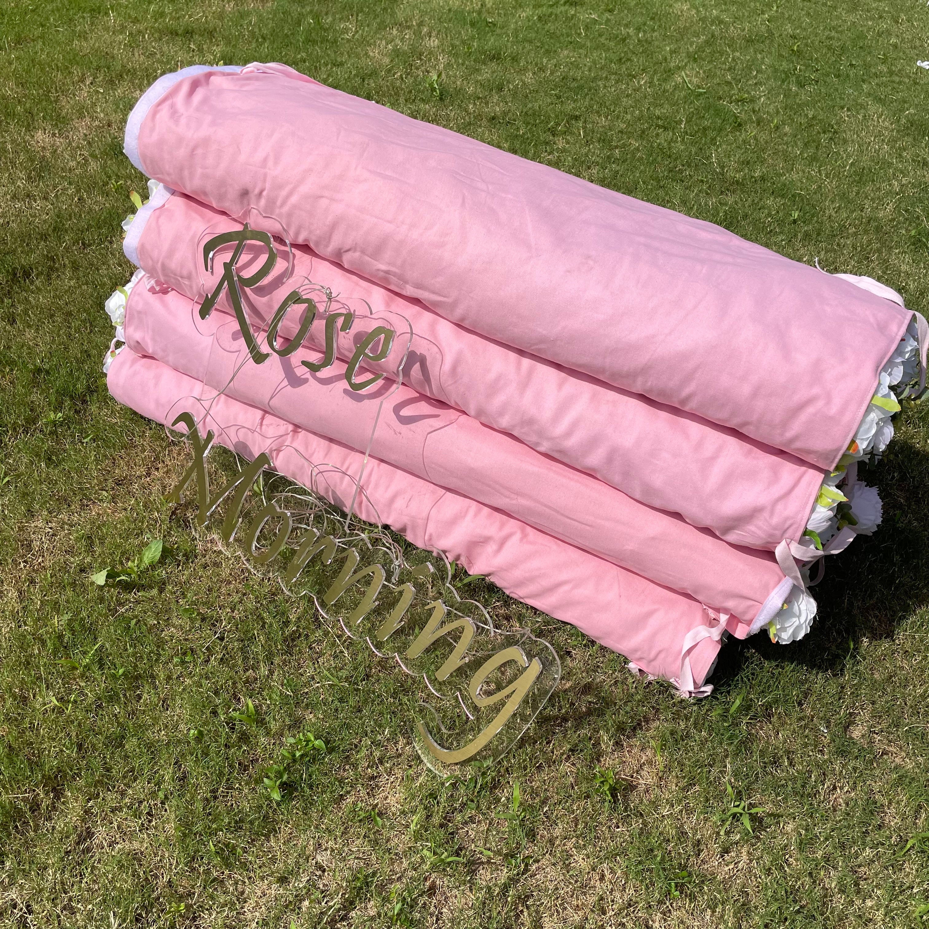 Catherine: 3D Artificial Rolling Up Fabric Curtain Wall R505 - 8ft*8ft Rose Morning