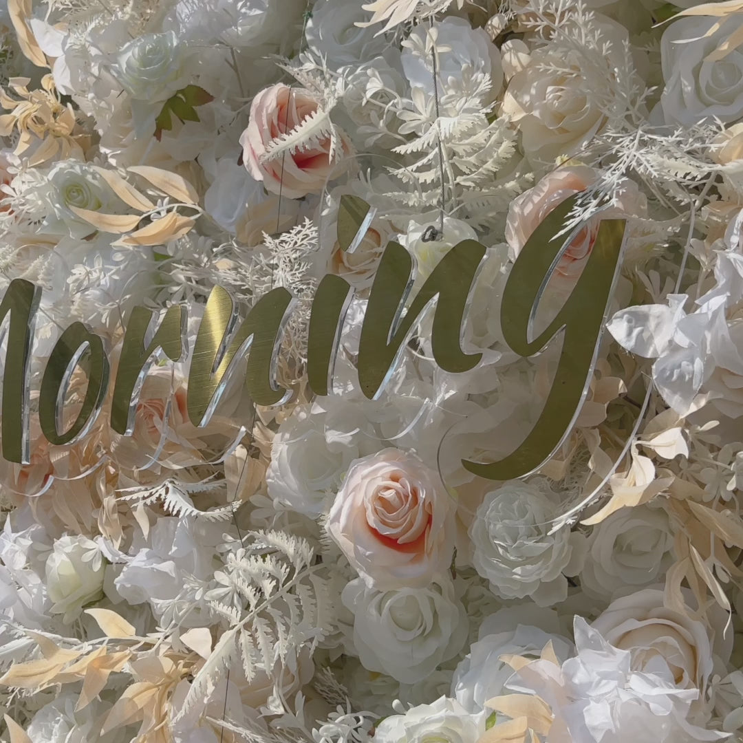 Cream:5D Fabric Artificial rolling up curtain flower wall