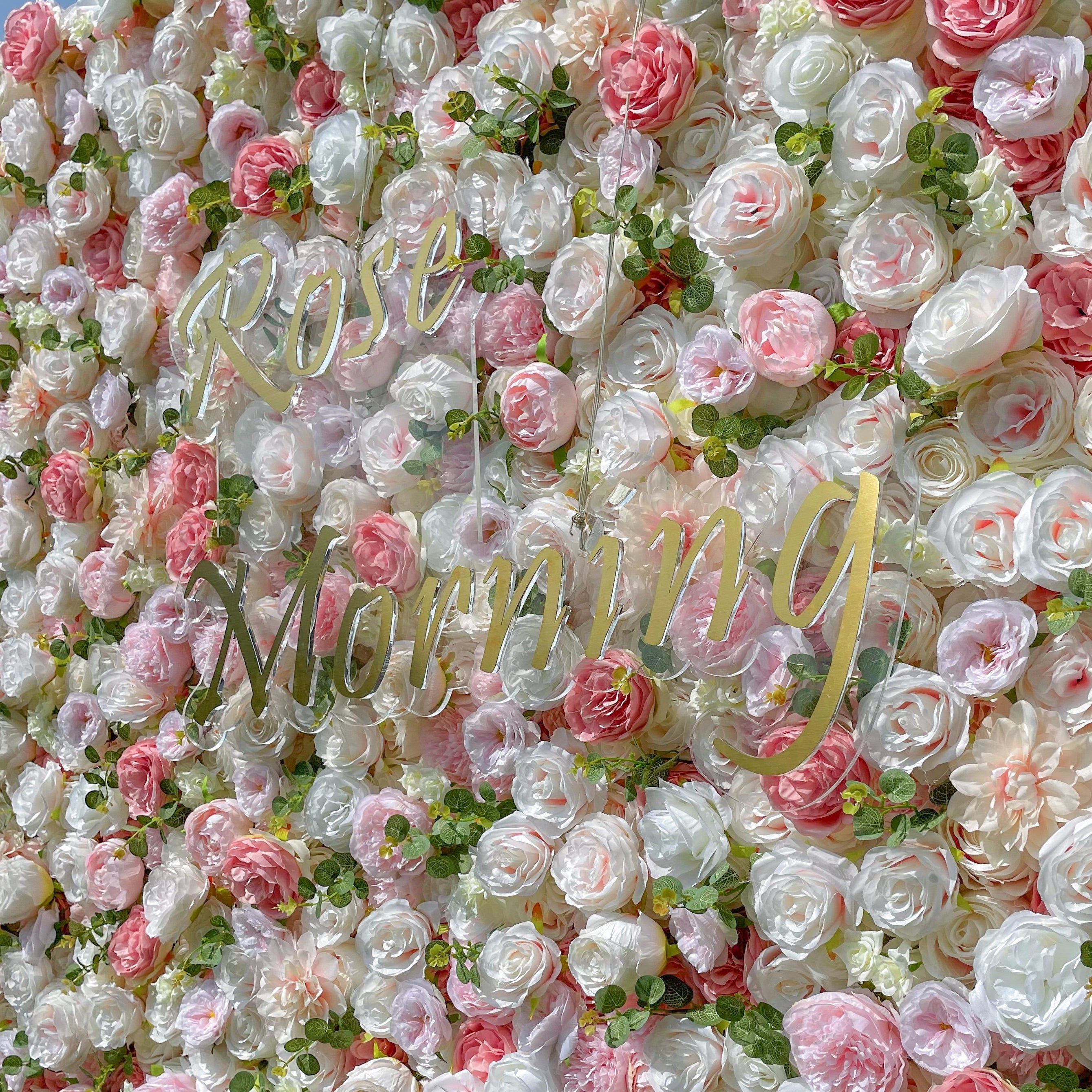 Catherine: 3D Artificial Rolling Up Fabric Curtain Wall R505 - 8ft*8ft Rose Morning