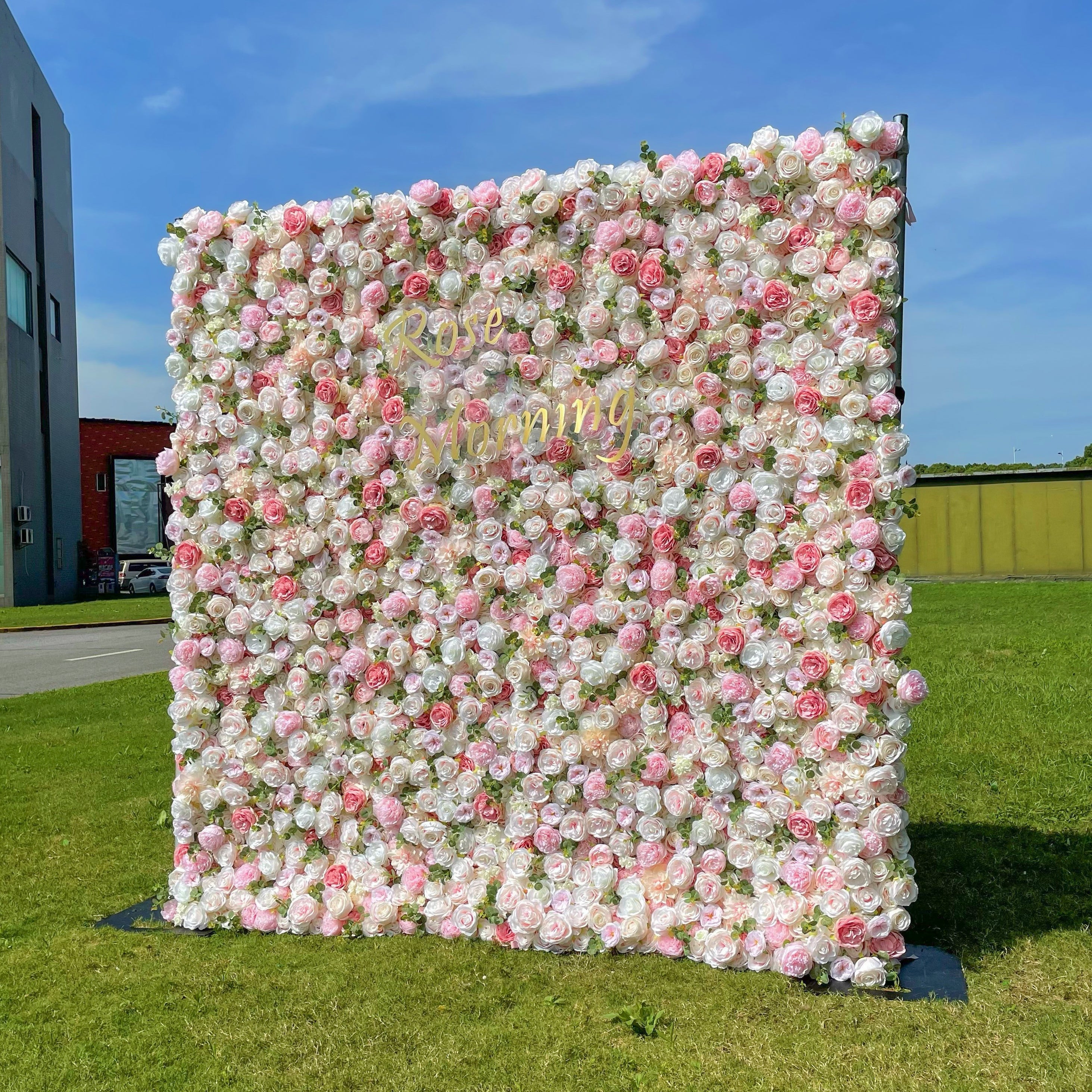 Catherine: 3D Artificial Rolling Up Fabric Curtain Wall R505 - 8ft*8ft Rose Morning