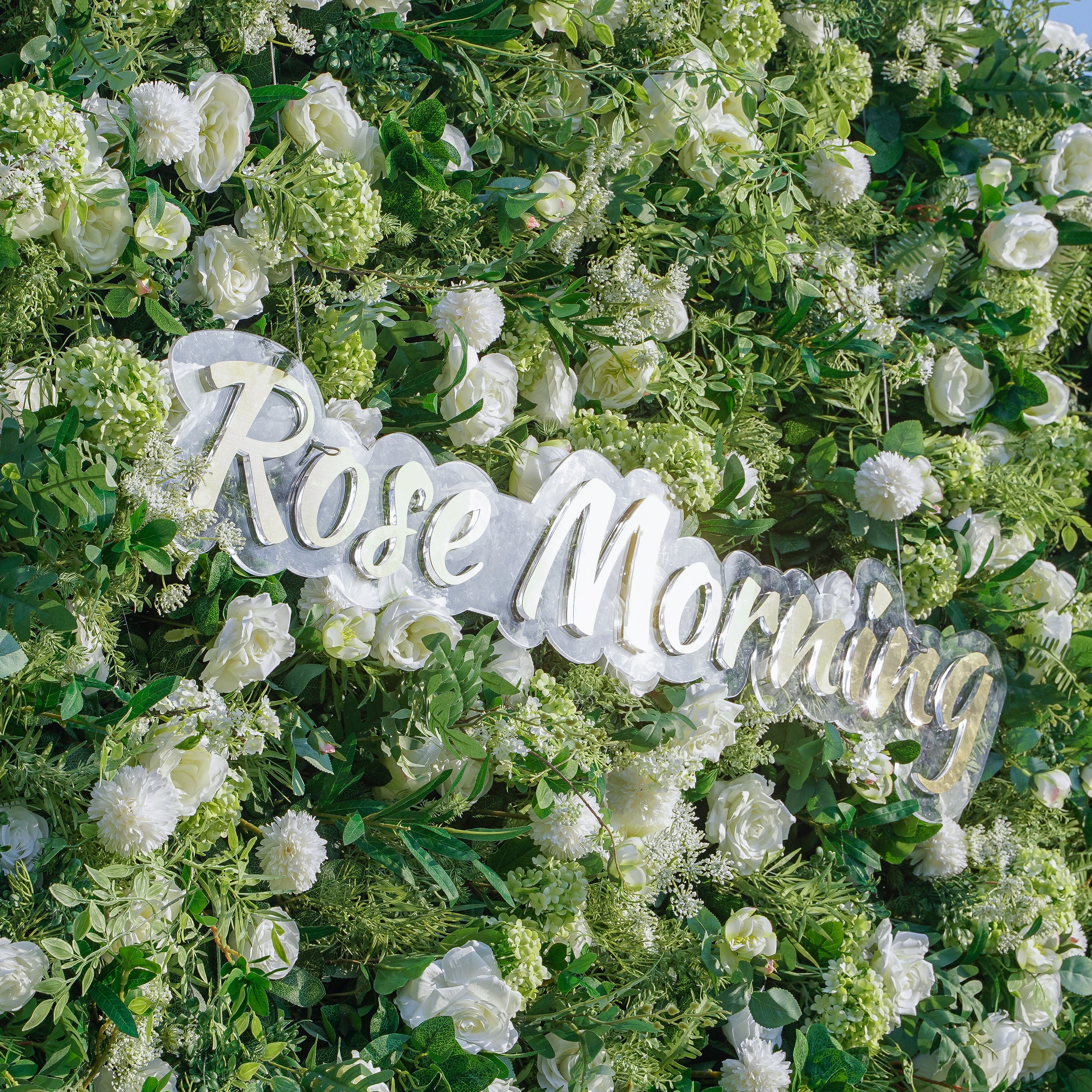 Rose Morning“The flower walls are made of artificial flowers in various colors, layered at different levels to create a lush, elegant and natural look. The exclusive zipper design and roll-up design make it easy to install and remove.”