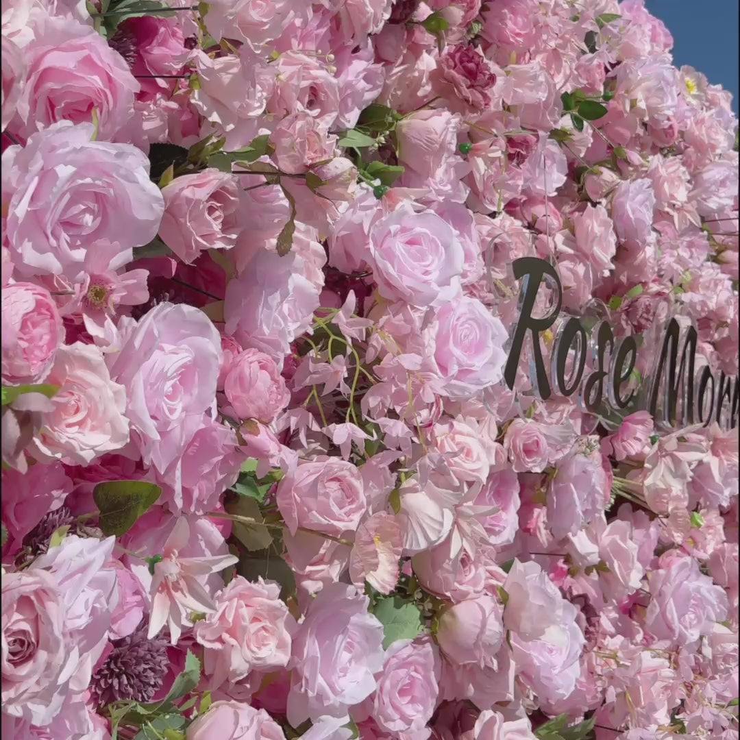 Pelin:5D Fabric Artificial Flower Wall Rolling Up Curtain Flower Wall