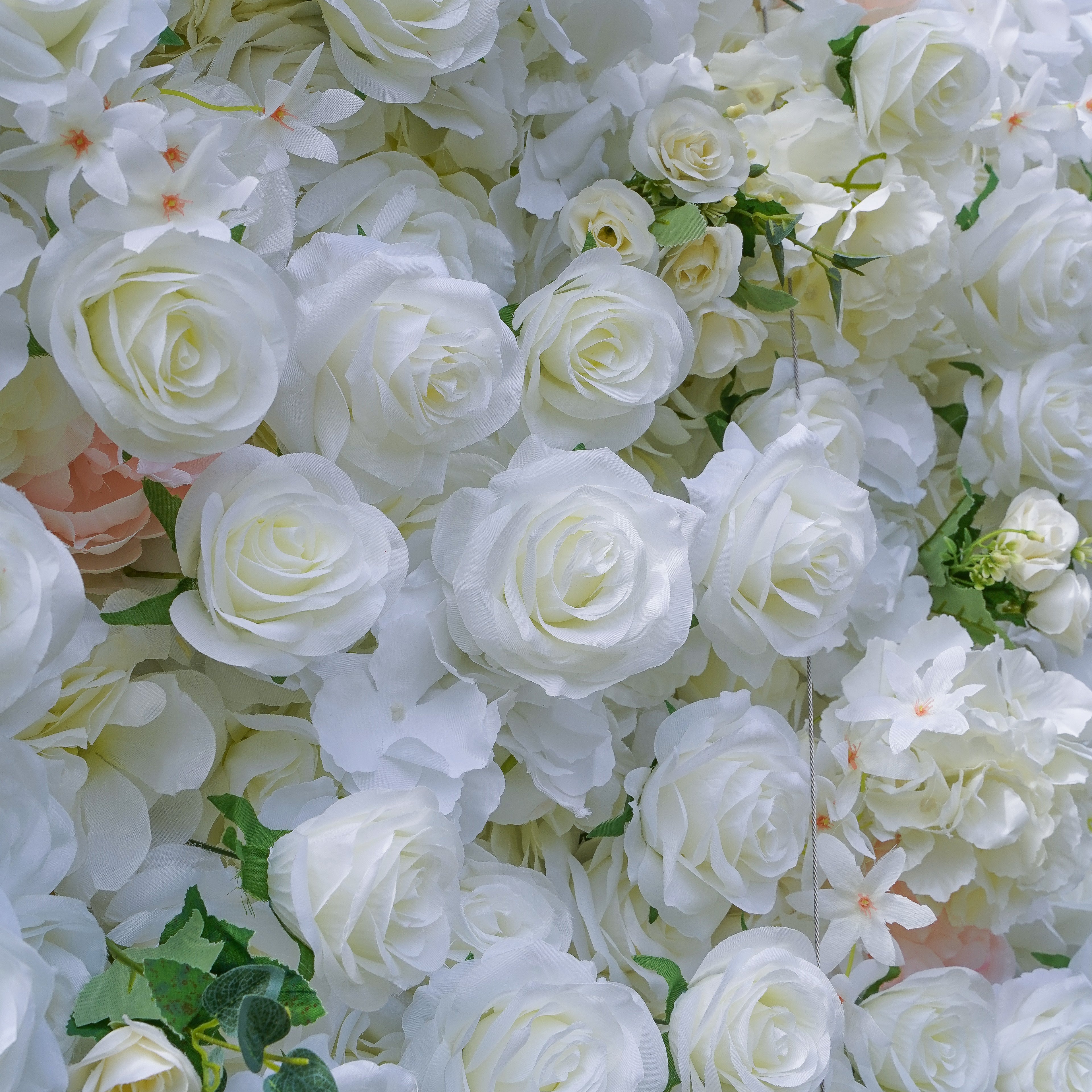 Rose Morning“The flower walls are made of artificial flowers in various colors, layered at different levels to create a lush, elegant and natural look. The exclusive zipper design and roll-up design make it easy to install and remove.”