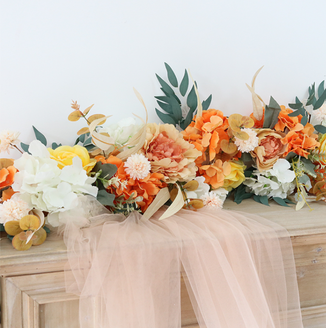 Tammy:2023 New Long strip flower row trailing long table table arrangement table flower R928 Rose Morning
