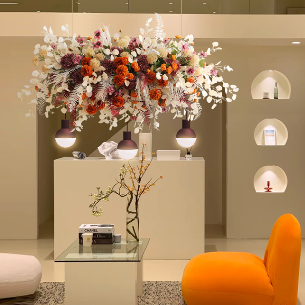 H003:Artificial Flower Hanging Floral Ceiling Decoration Wedding Ceiling R945 Rose Morning
